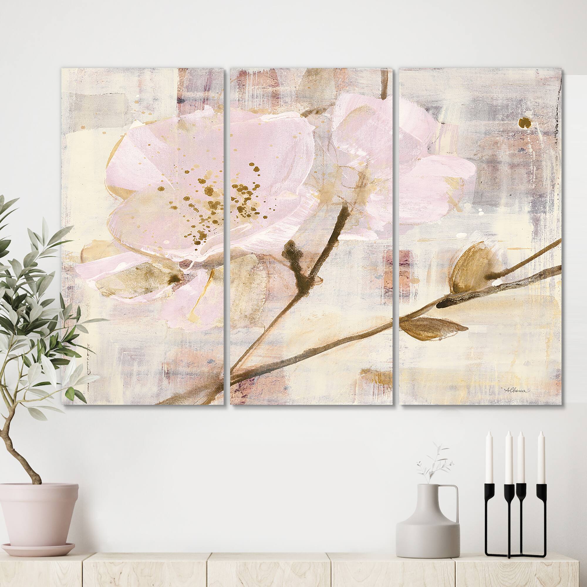 Designart - Elegance I Pink - Shabby Chic Canvas Art