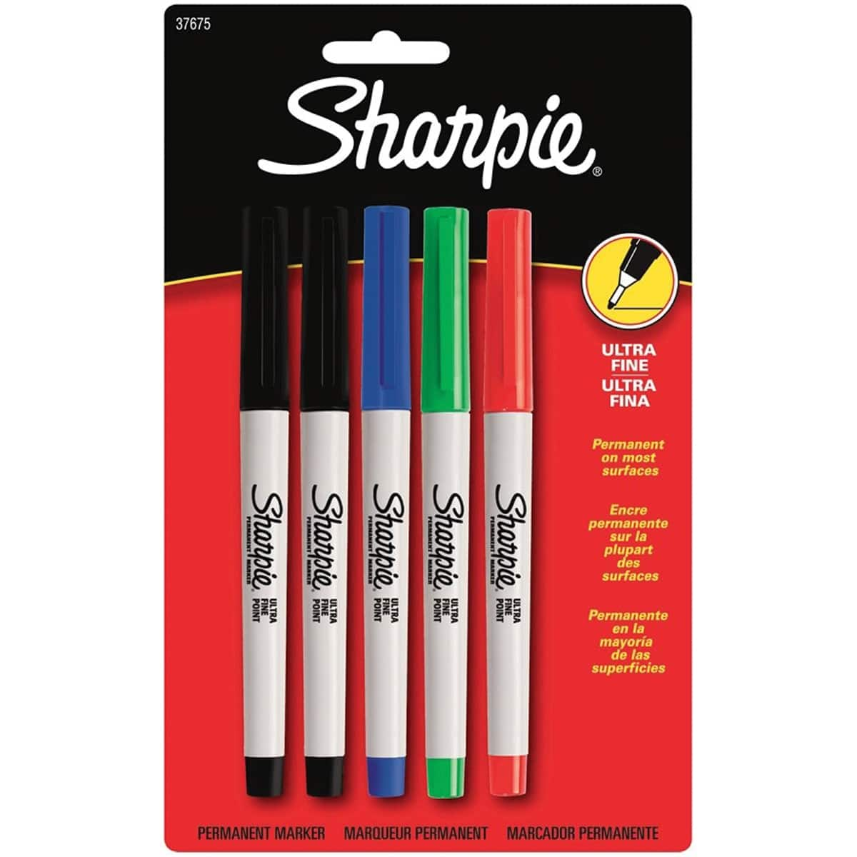 SHARPIE Pens, Fine Point (0.8mm), Assorted Colors, 5 Count