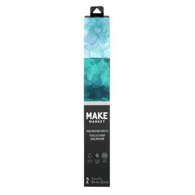 12" x 12" Teal Alcohol Ink Sublimation Sheets, 2ct. by Make Market®