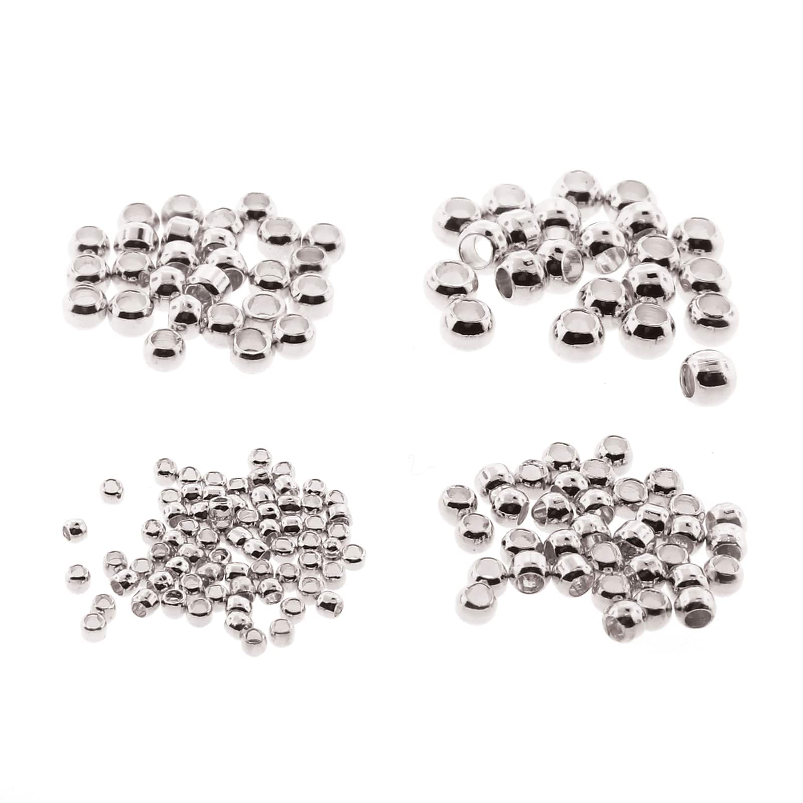 2mm Bright Silver Round Crimp Beads / 100 Pack / 2 x 1mm with 1.2