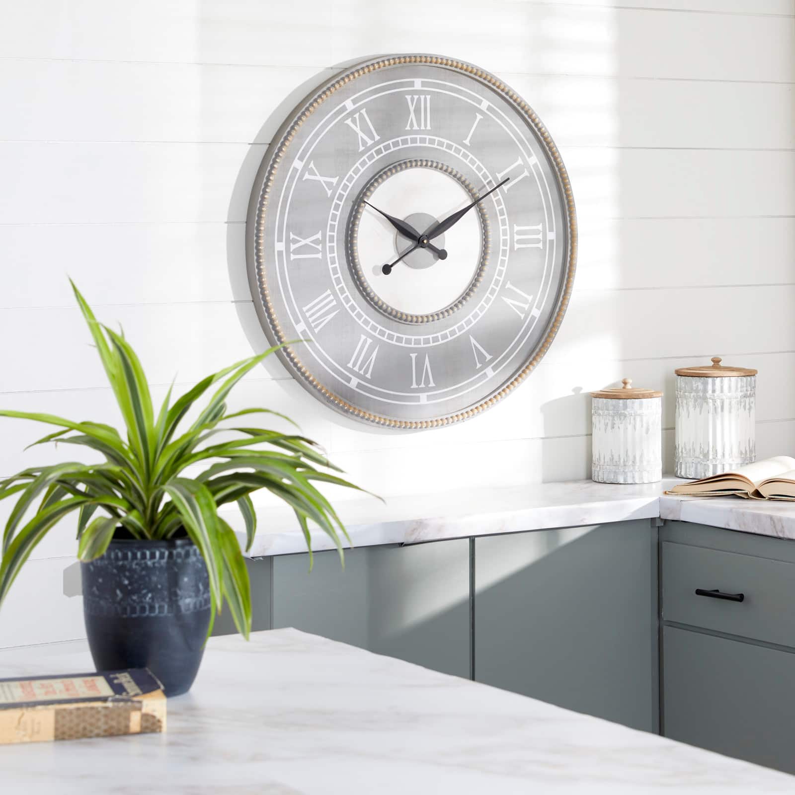 30" Gray Wood Farmhouse Wall Clock