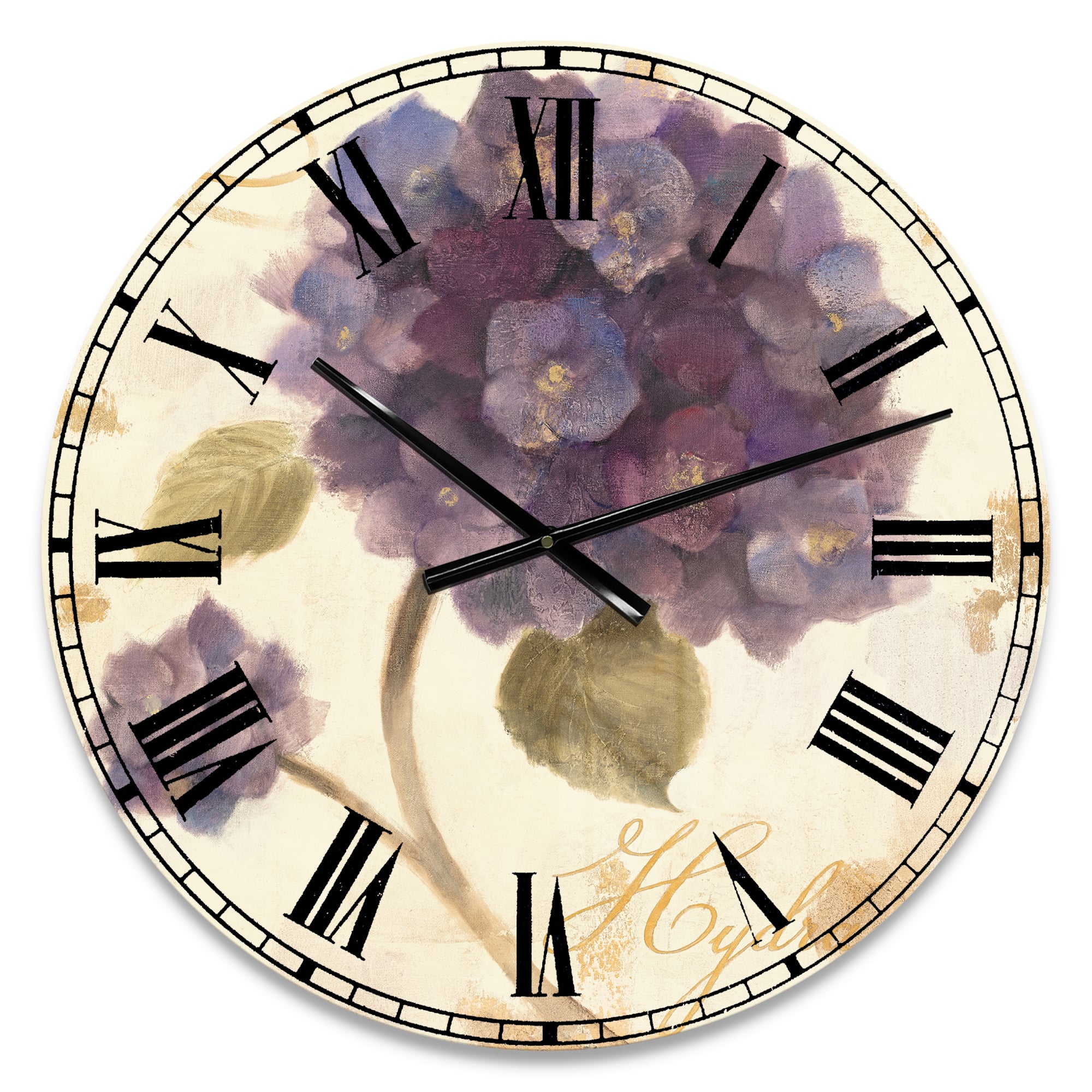 Designart &#x27;Abundant Hydrangea Flower Ii Farmhouse Wall Clock