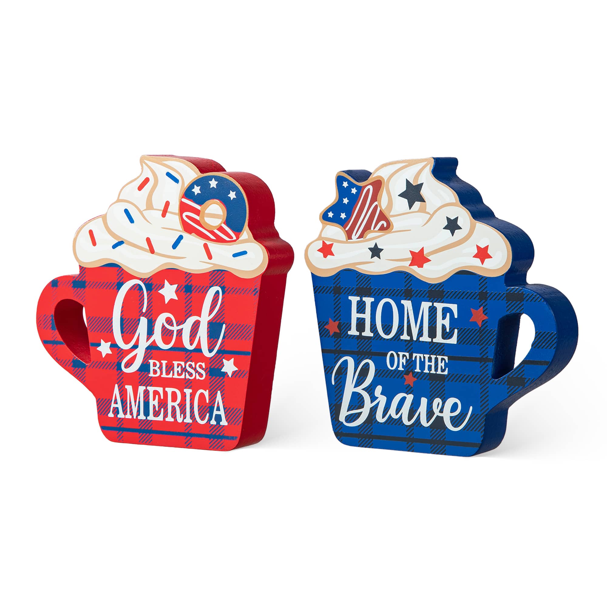 Glitzhome&#xAE; Patriotic Americana Coffee Cup Table D&#xE9;cor Set