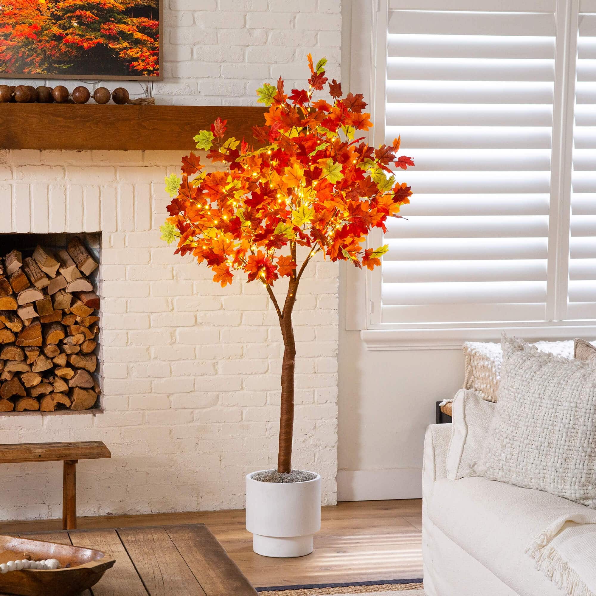 6ft. Pre-Lit Shades of Autumn Maple Artificial Fall Tree with 360 Warm White LED Lights