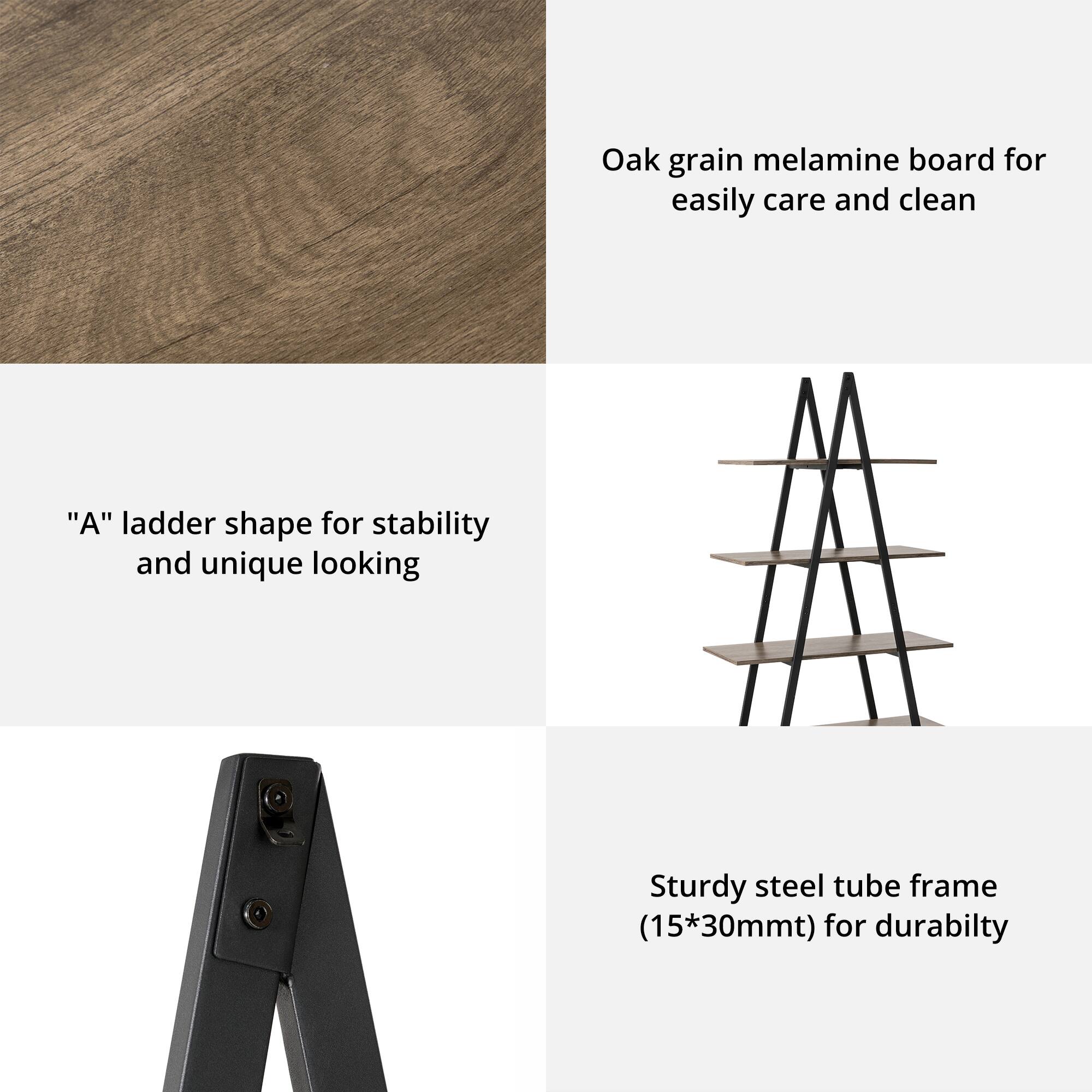 Glitzhome® 5.5ft. Modern Industrial 4-Tier A-Frame Open Ladder Bookshelf