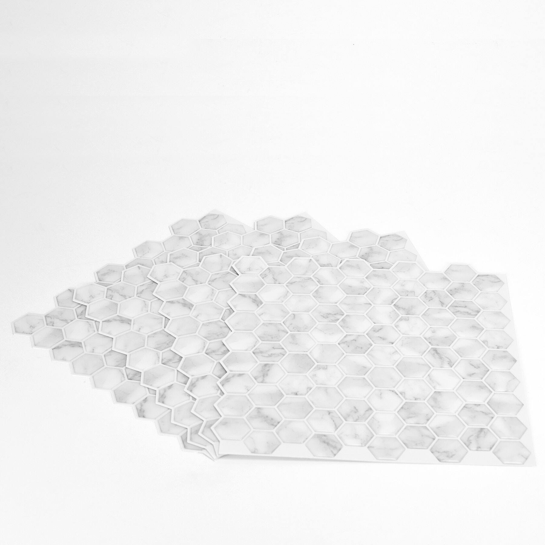 InHome Hexagon Marble Peel & Stick Backsplash Tiles