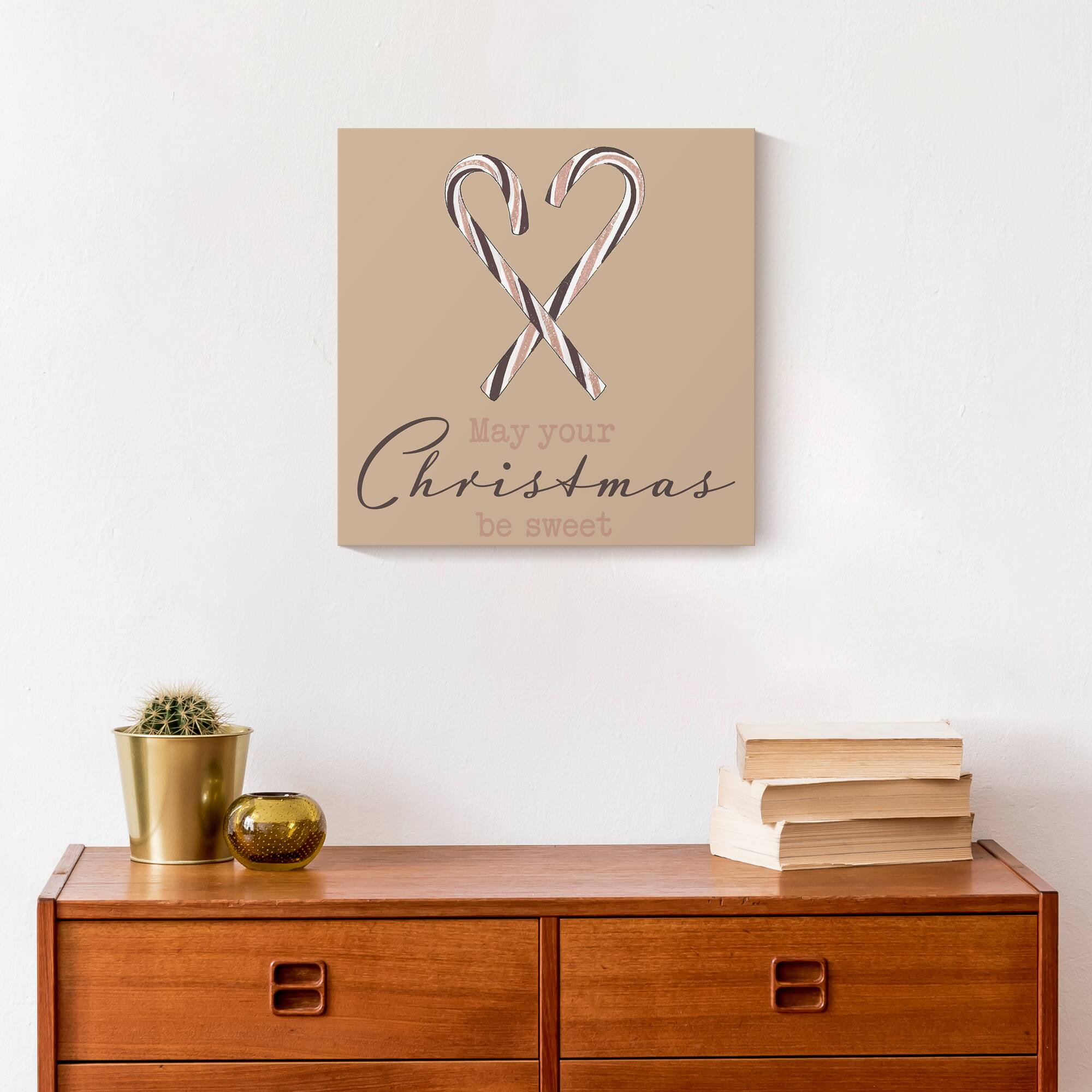 Sweet Christmas Candy Cane Canvas Wall Art