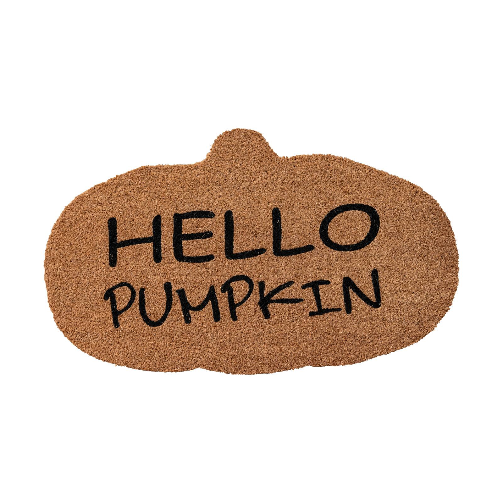 Hello Honey® 30" Natural & Black Coir Hello Pumpkin Shaped Doormat