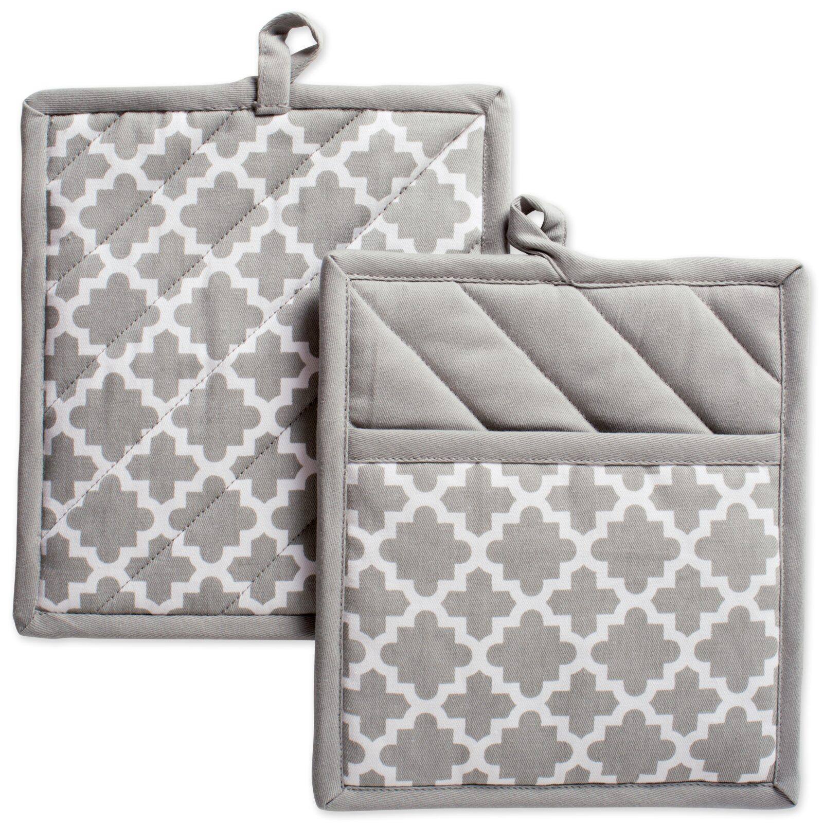 DII® Gray Lattice Potholder Set