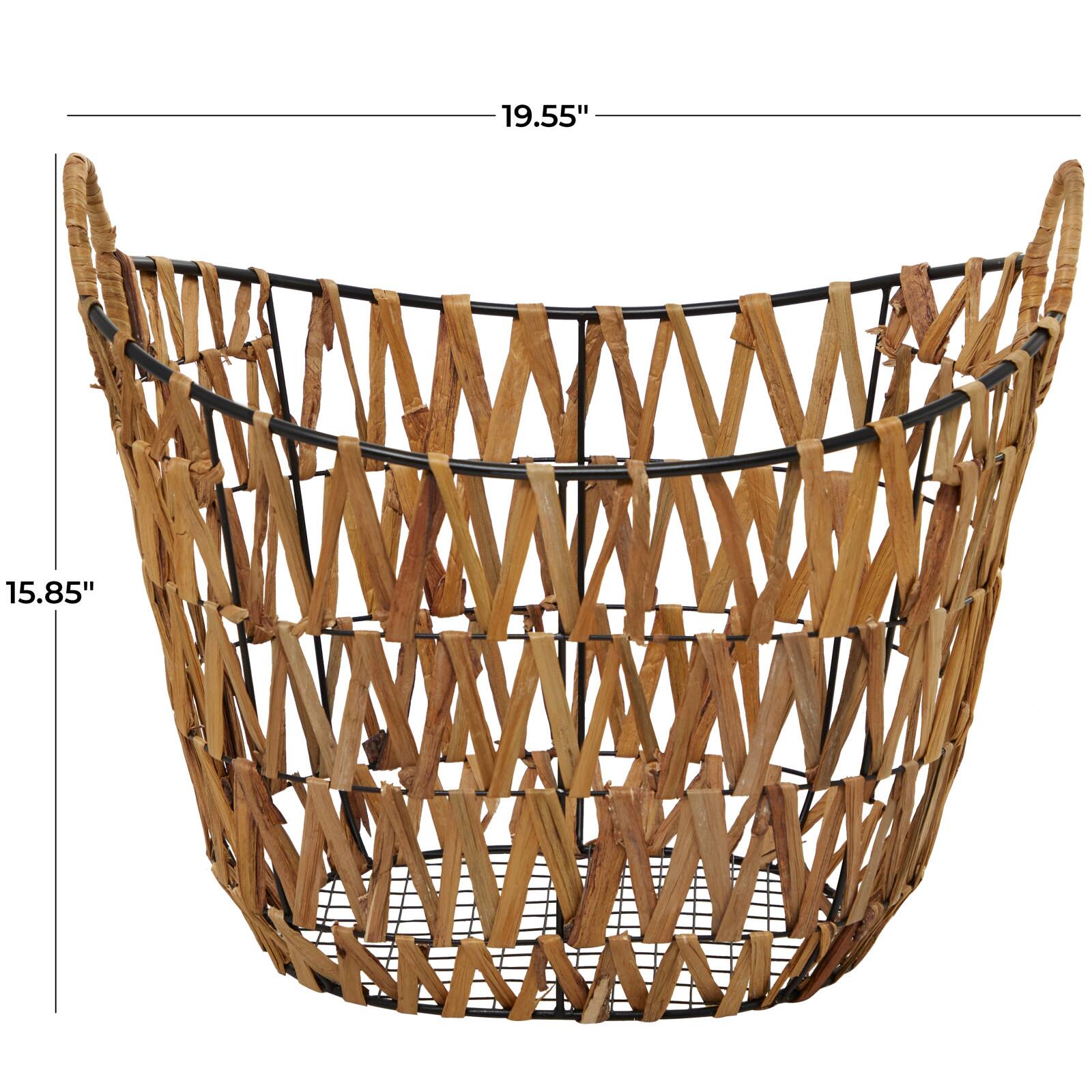 The Novogratz Brown Metal Storage Basket with Handles 20" x 15" x 16"