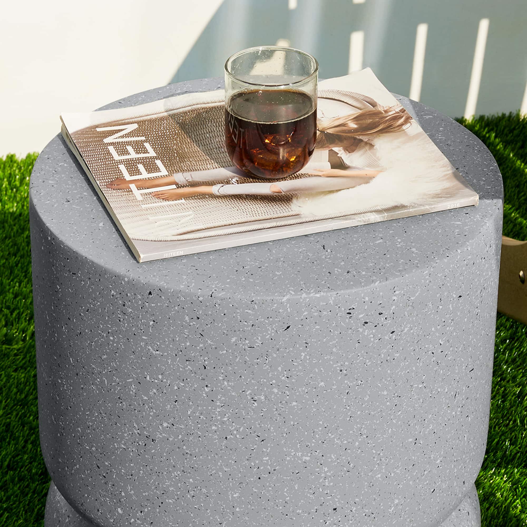 Glitzhome® 17" Multifunctional Faux Terrazzo Stool