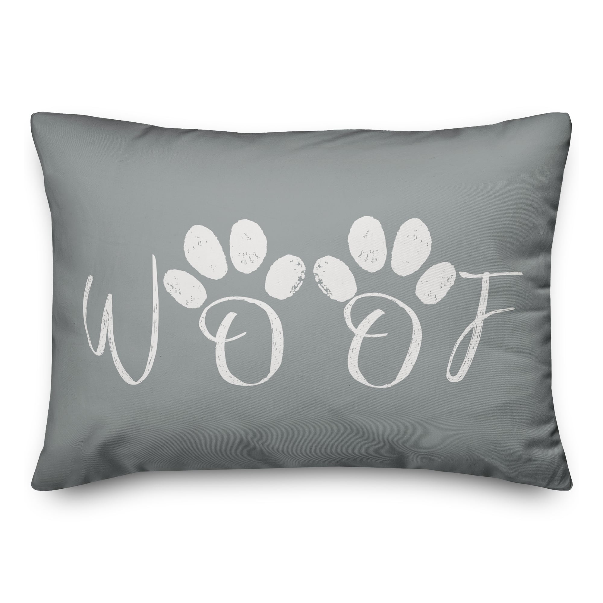 Woof Paw Prints Throw Pillow