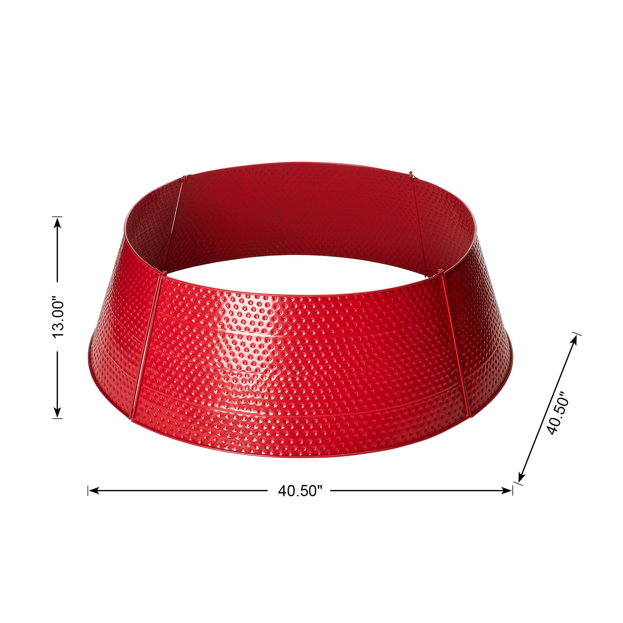 Glitzhome&#xAE; Red 40.5&#x22; Hammered Metal Tree Collar