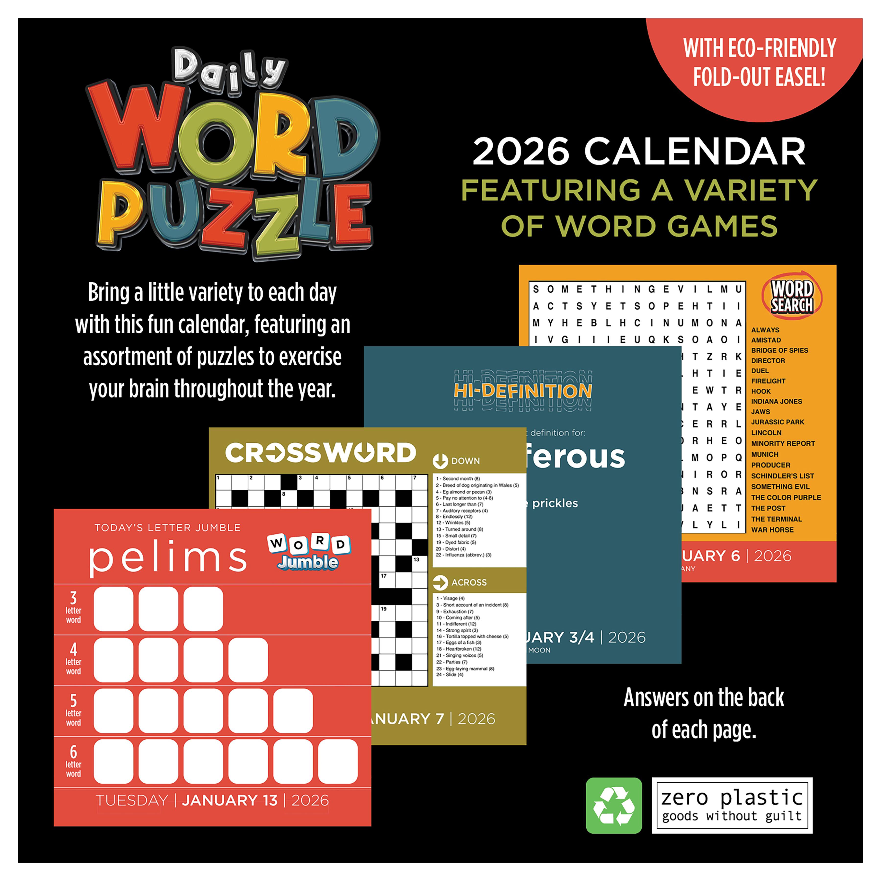2026 Daily Word Puzzle Daily Desktop Calendar