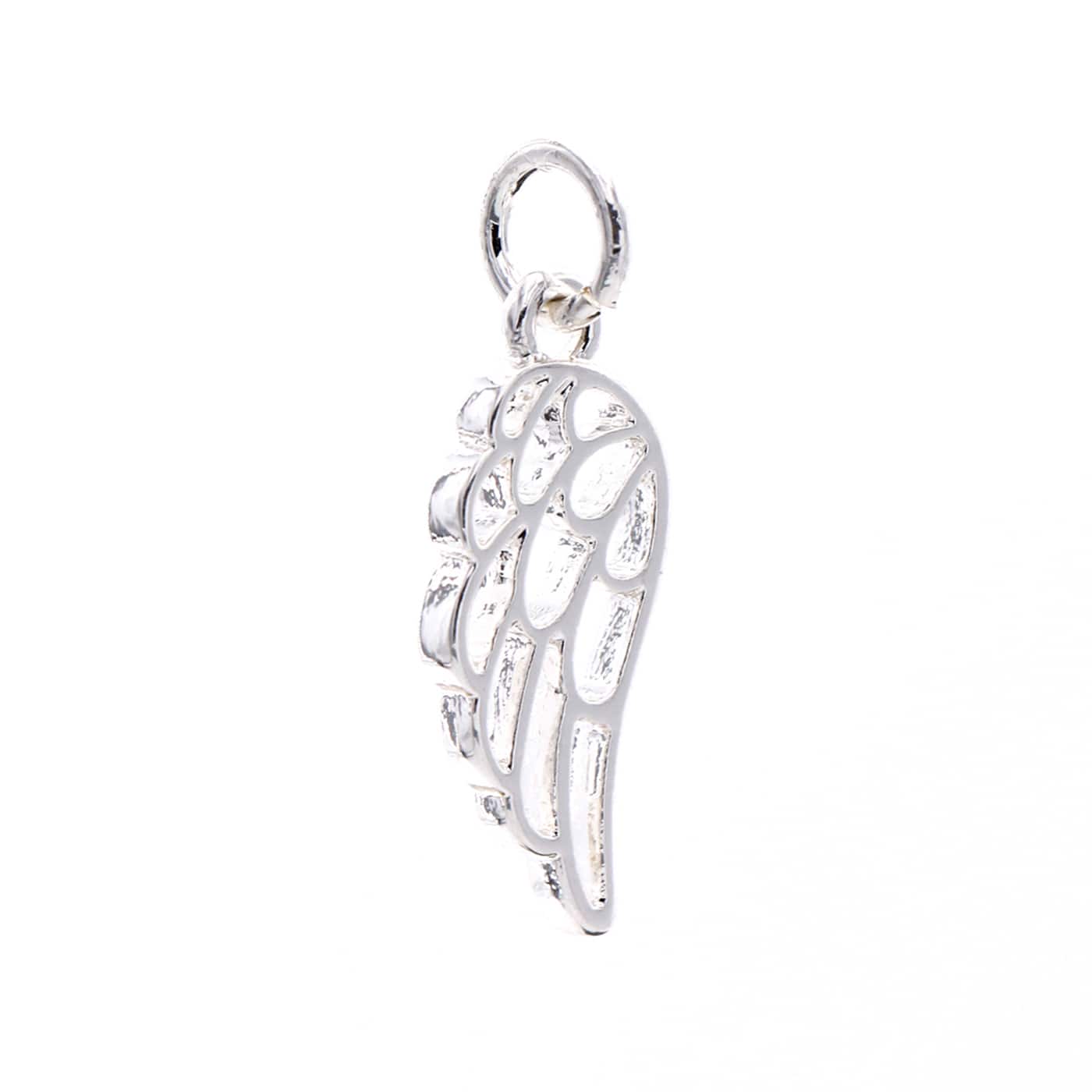 12 Pack: Charmalong™ Silver Plated Wing Charm by Bead Landing™