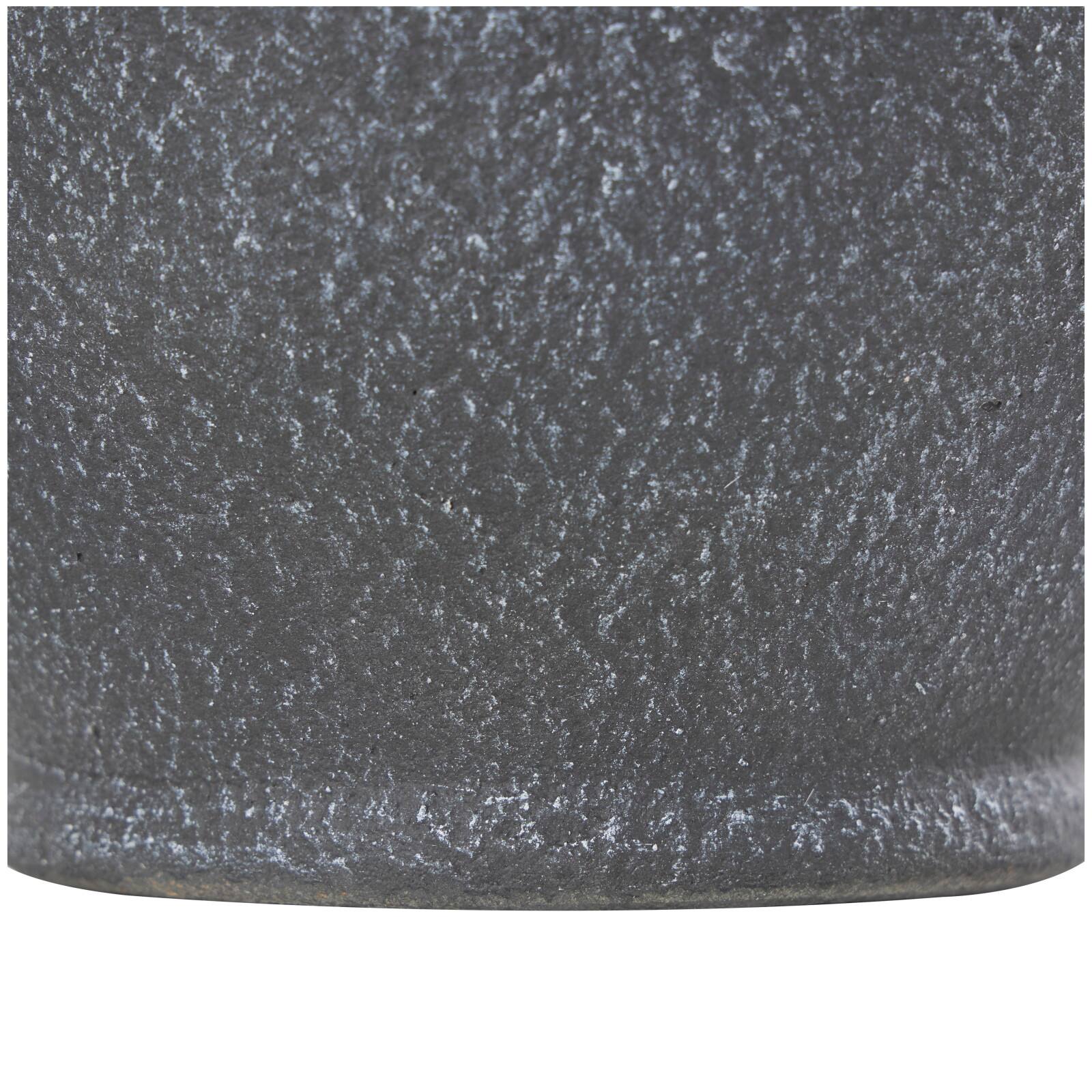 10.5" Black Ceramic Textured Whitewashed Vase with Handles