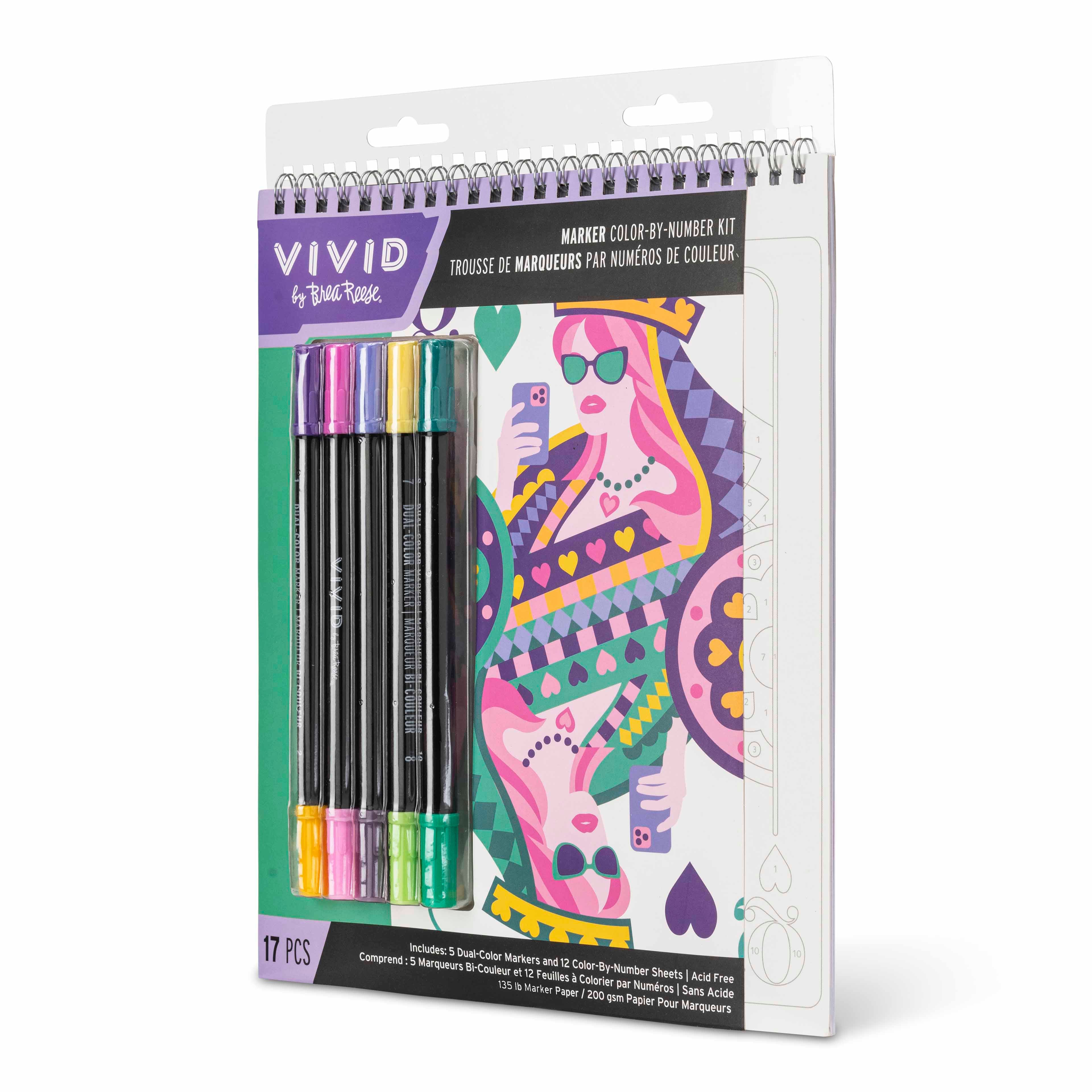 VIVID by Brea Reese&#xAE; Queen of Hearts Marker Color-by-Number Kit