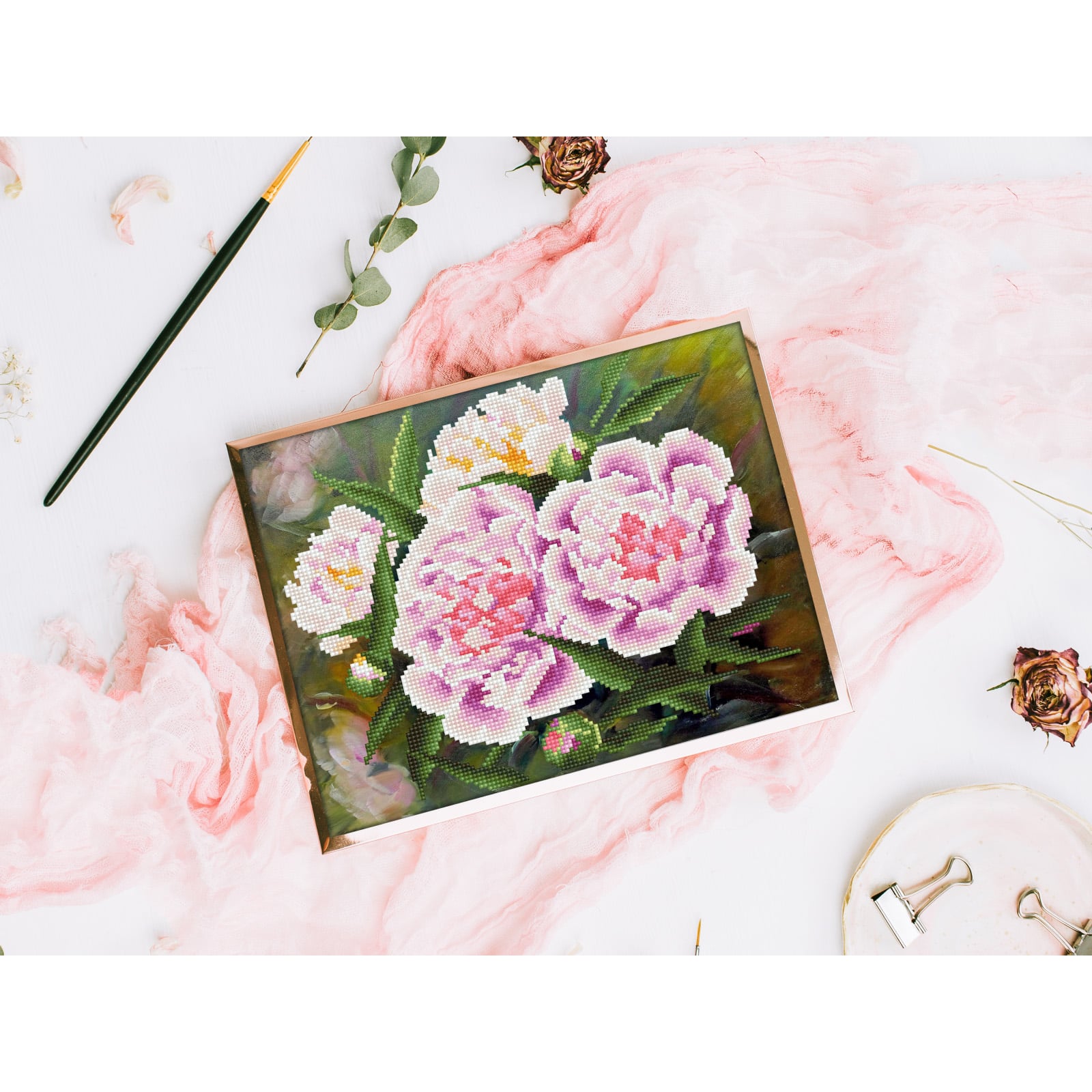 Diamond Dotz&#xAE; Romantic Pink Peonies Diamond Painting Kit