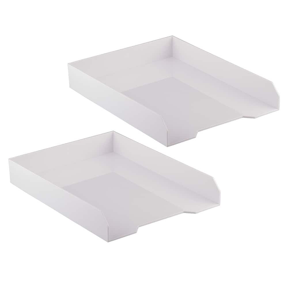 JAM Paper White Stackable Office Desk Supply &#x26; Paper Organizer Set