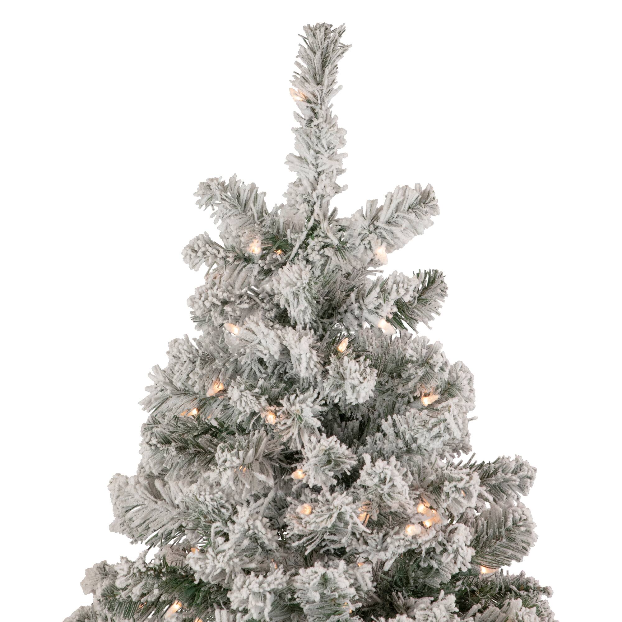 6.5ft. Pre-Lit Flocked Madison Pine Artificial Christmas Tree, Clear Lights