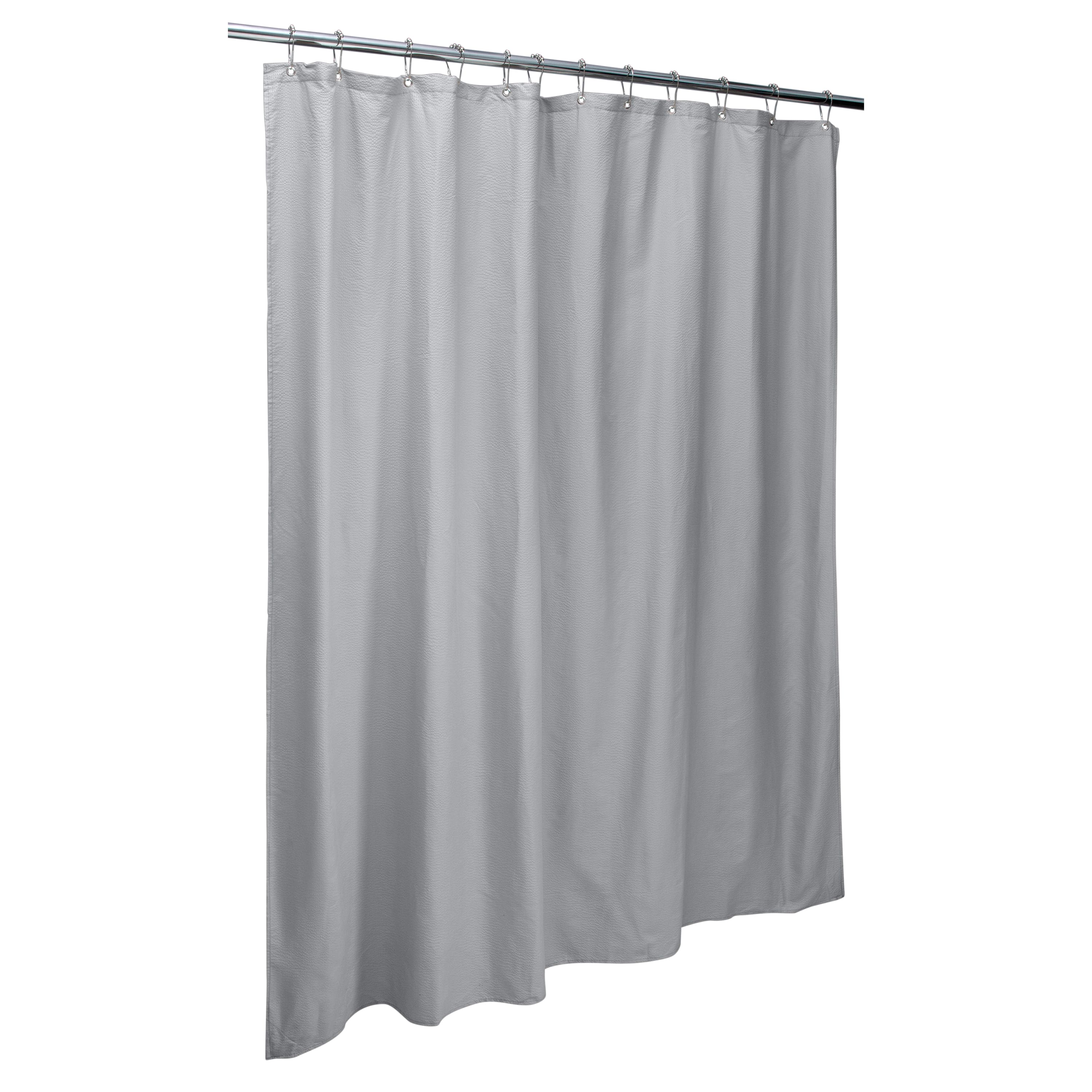 Bath Bliss Silver Microfiber Soft Touch Seersucker Design Shower Curtain Liner