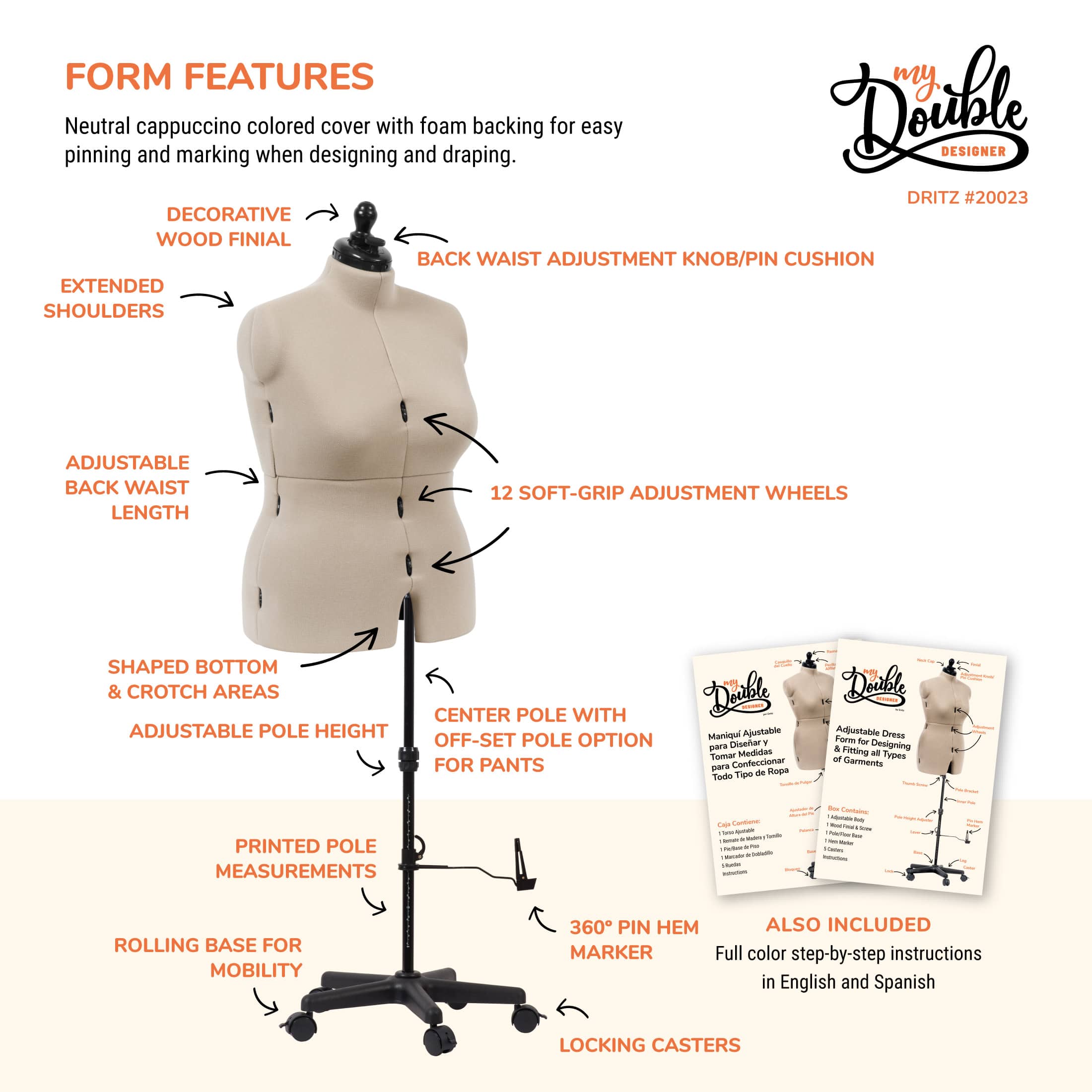 Dritz&#xAE; My Double Designer Full Figure Dress Form with Adjustable Tri-Pod Stand
