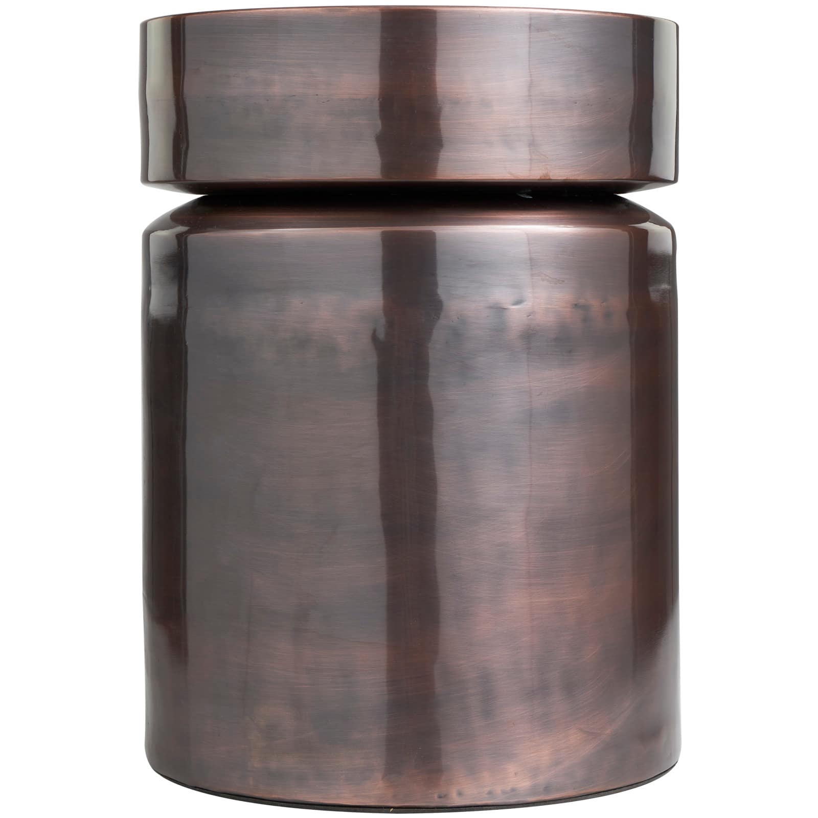 19&#x22; Copper Metal Drum Accent Table
