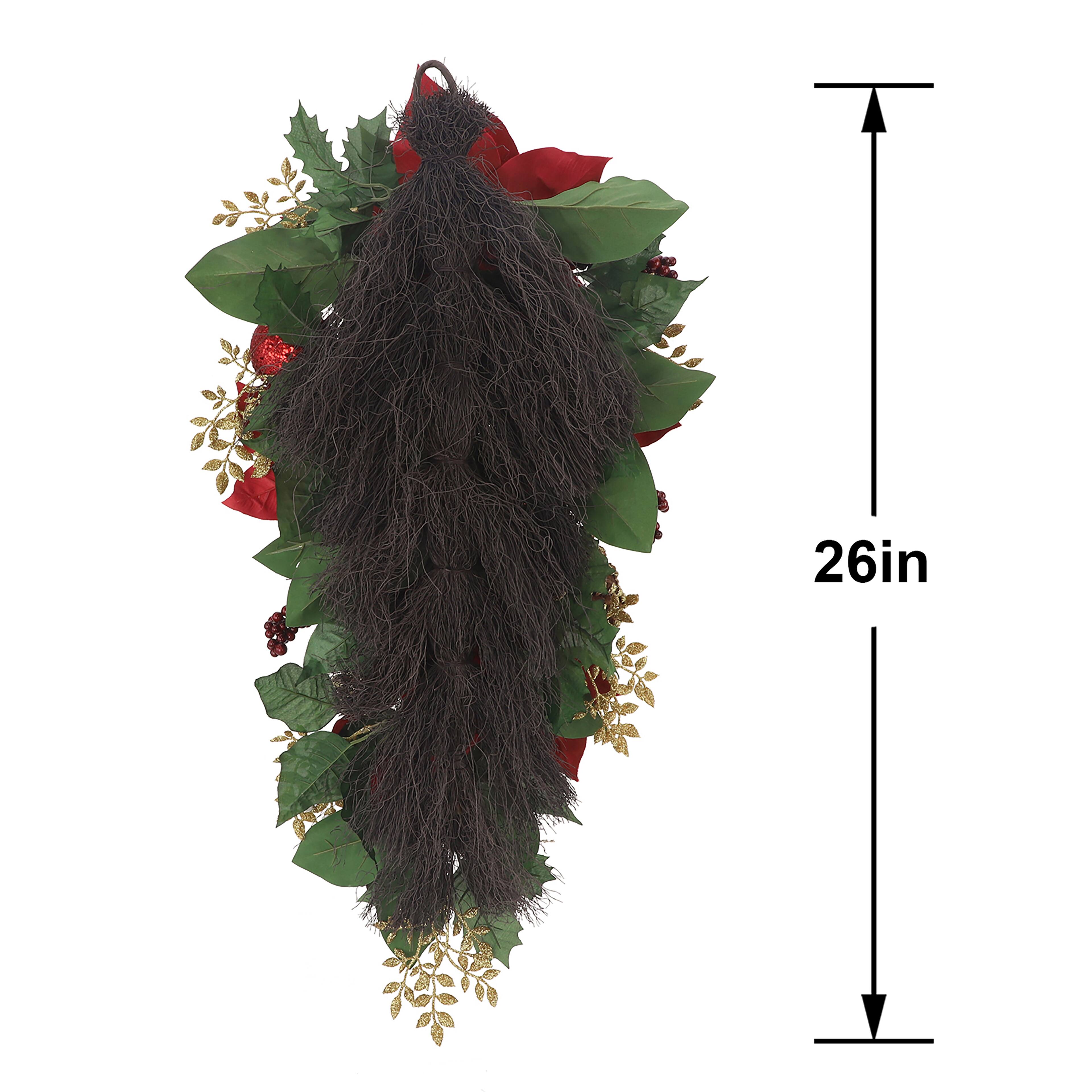 26&#x22; Red Poinsettia, Ornament &#x26; Pinecone Teardrop by Ashland&#xAE;