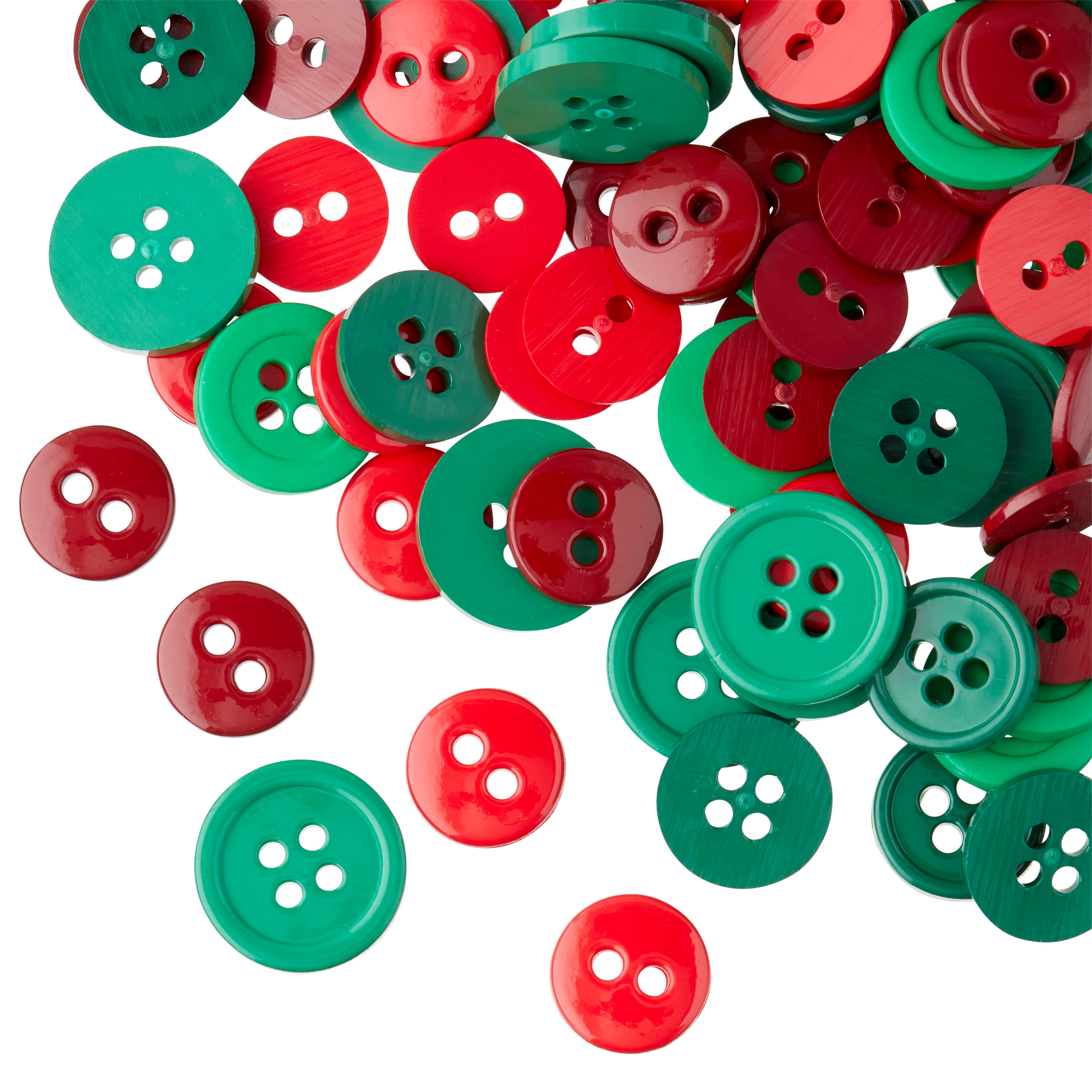 100 Buttons, Small button mix Christmas Buttons, Green and Red, Small  buttons (1561)