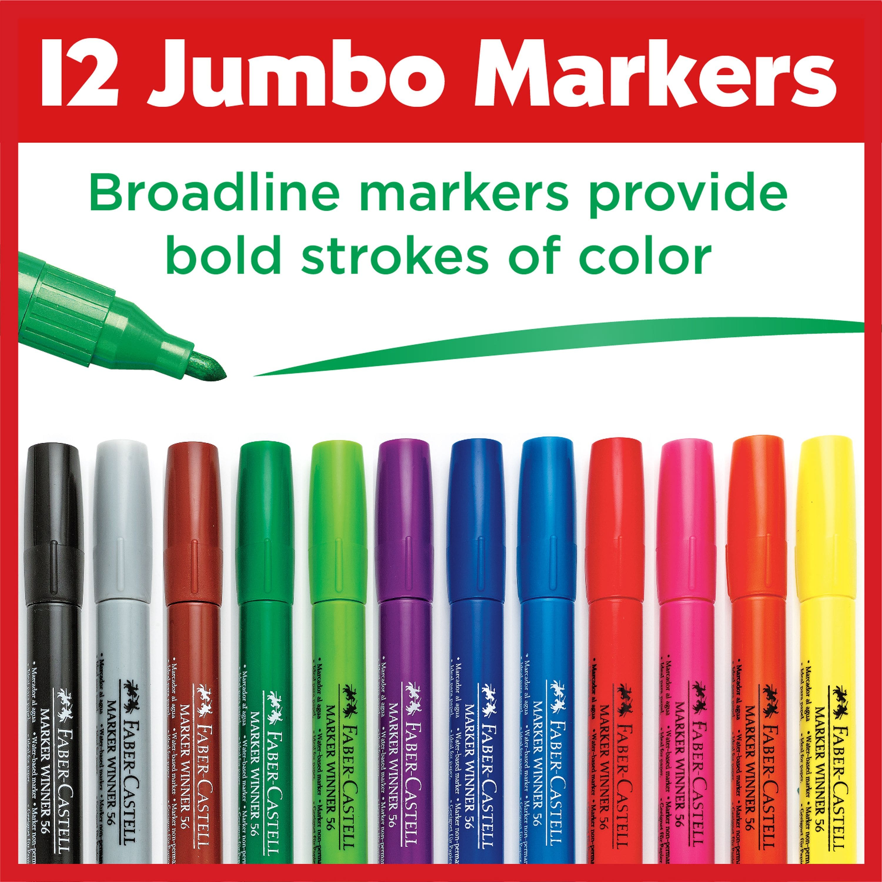 Faber-Castell 12 Color Broadline Jumbo Markers