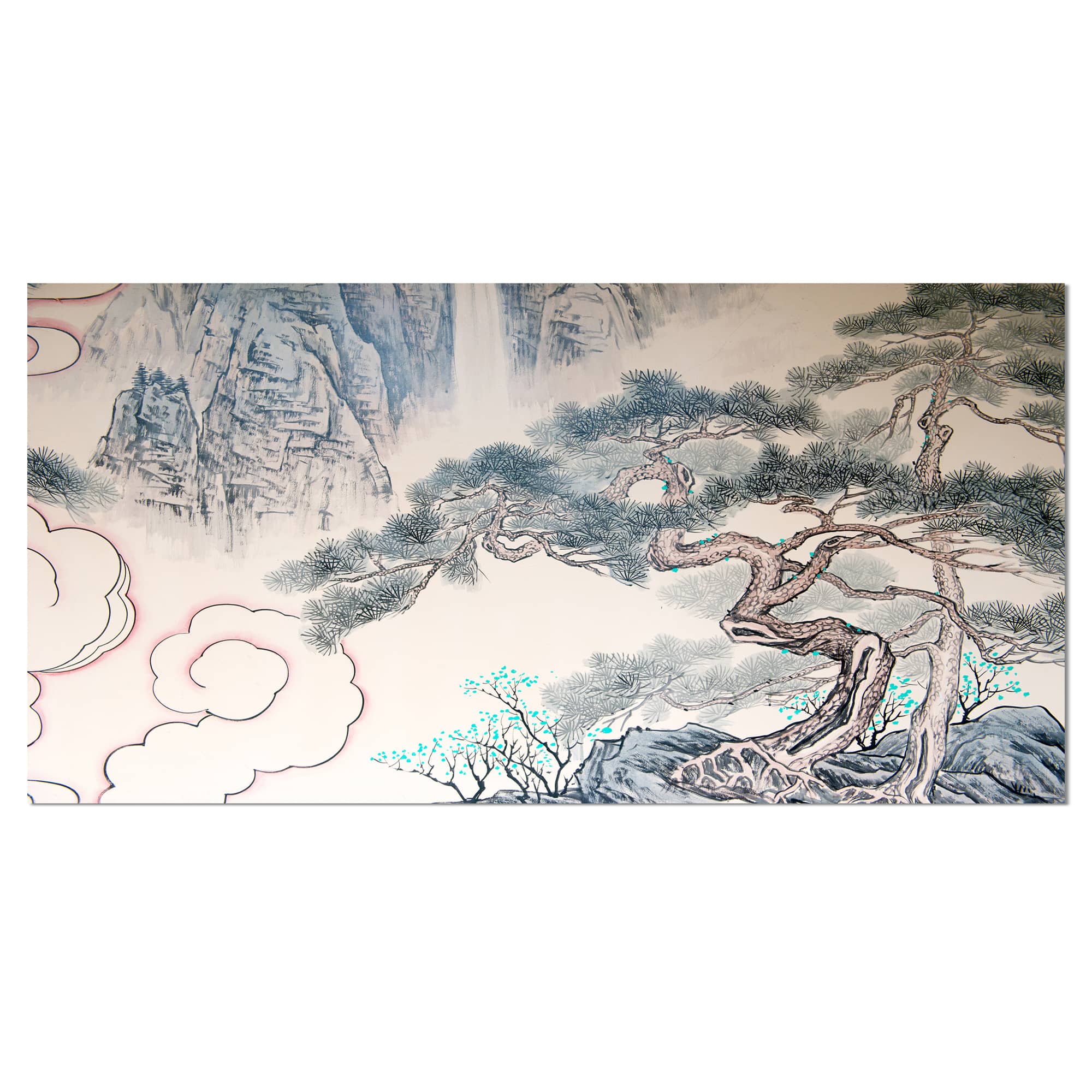 Designart - Chinese Blue Tree Art - Floral Painting Canvas