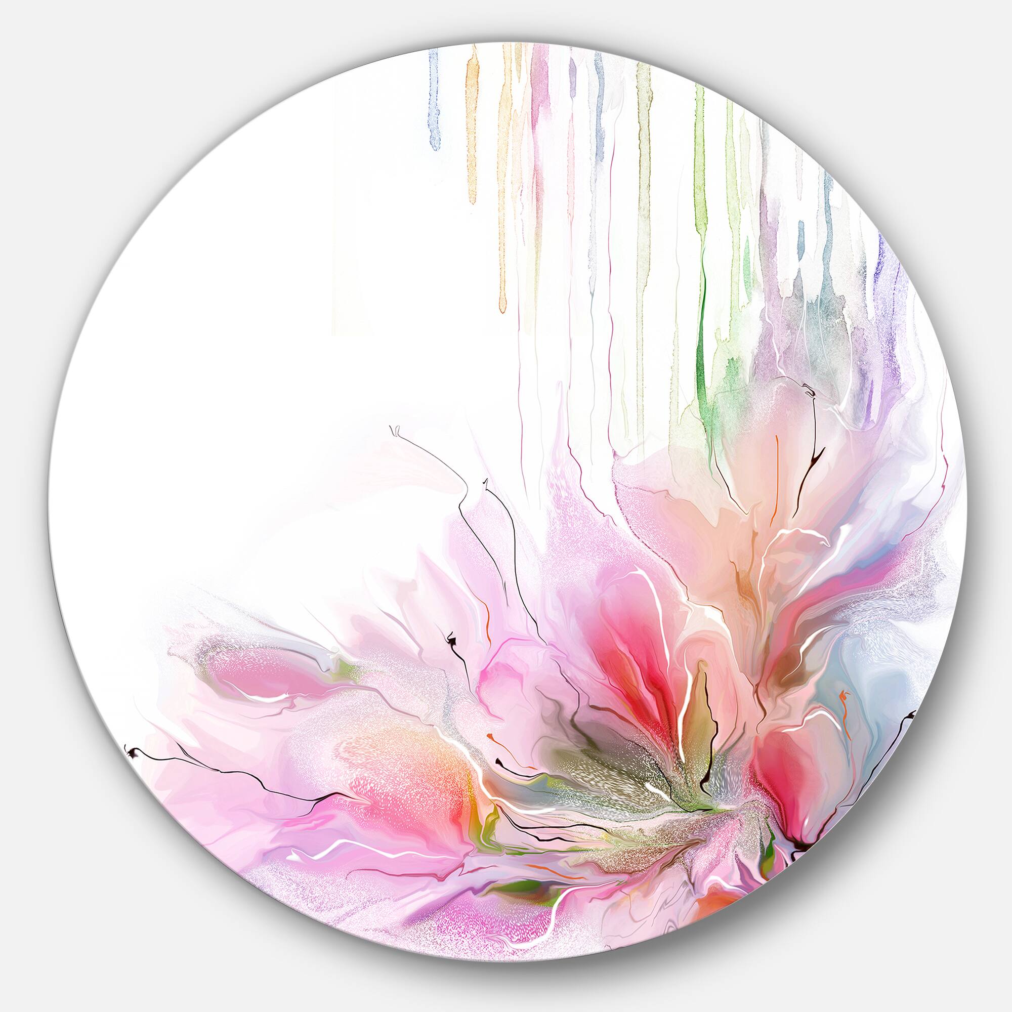 Designart - Floral Composition' Disc Floral Circle Metal Wall Art