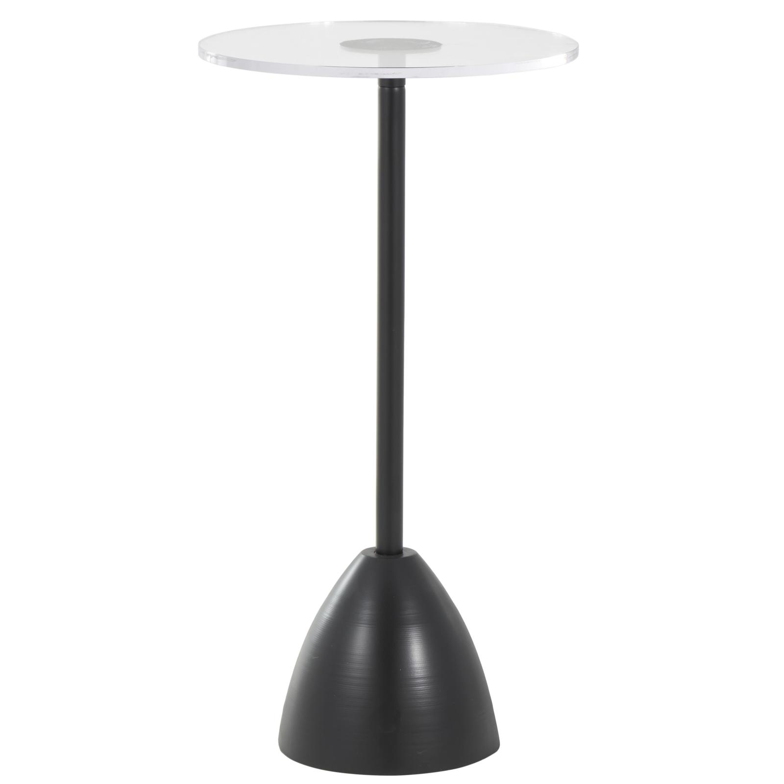 25.5" Black Metal Pedestal Accent Table with Clear Acrylic Tabletop
