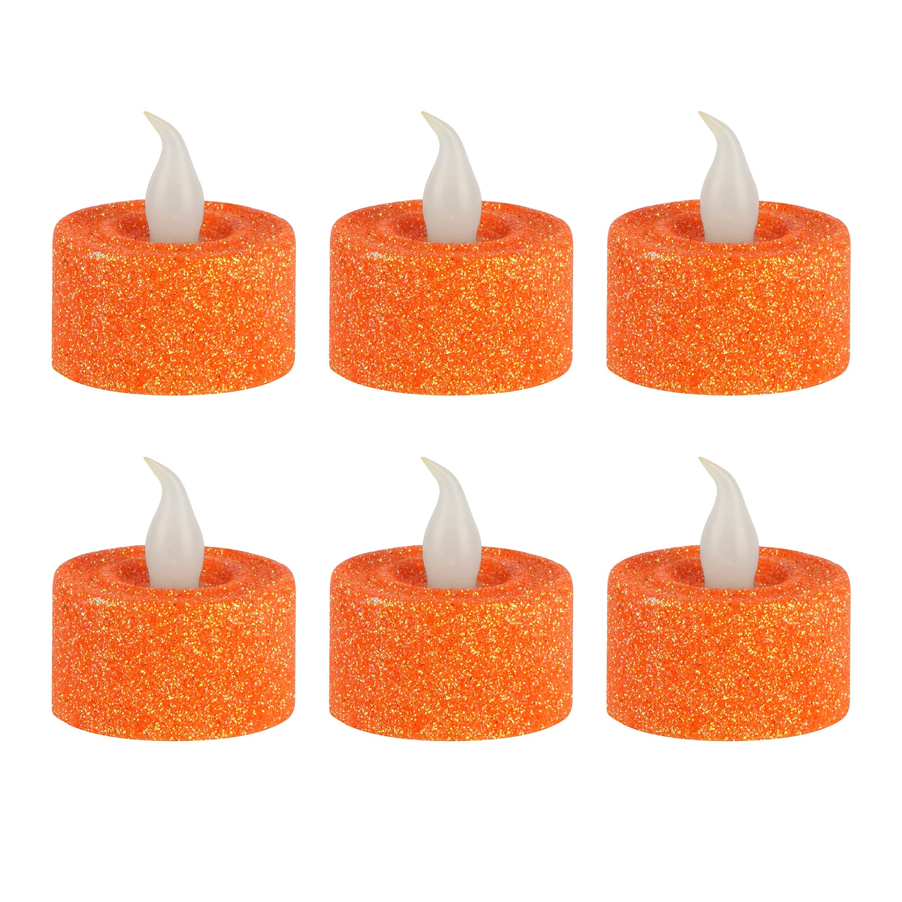 Orange Glitter LED Tealights, 6ct. by Ashland&#xAE;