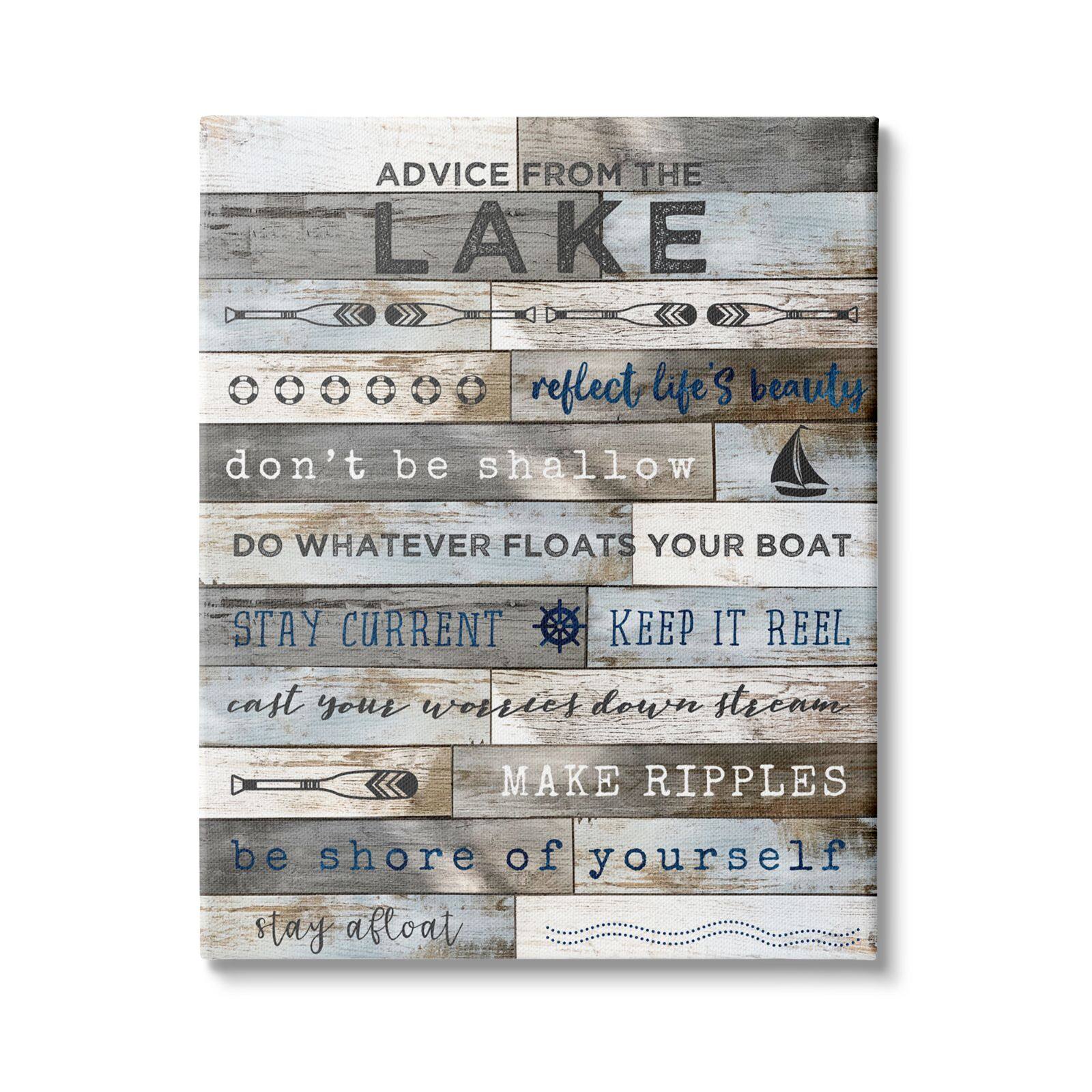 Stupell Industries Advice From the Lake List Rustic Plank Pattern Canvas Wall Art