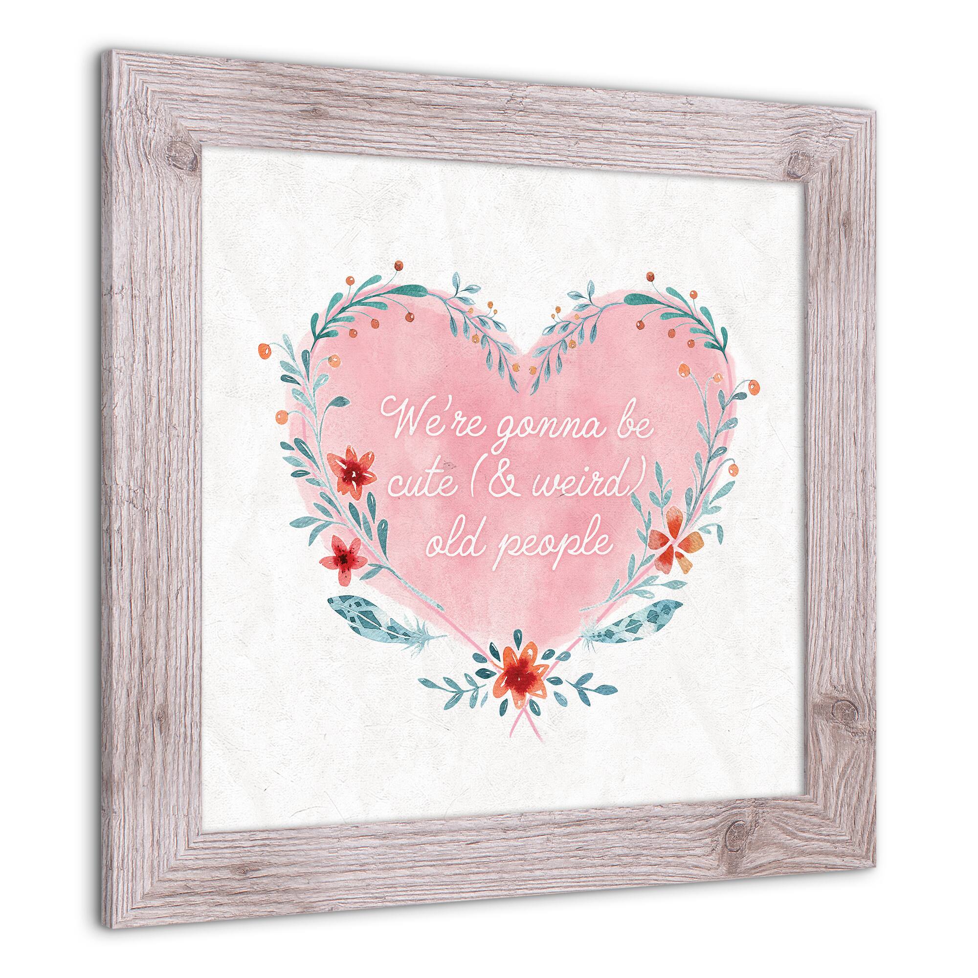 Cute Weird Old People Heart Western White Framed Print