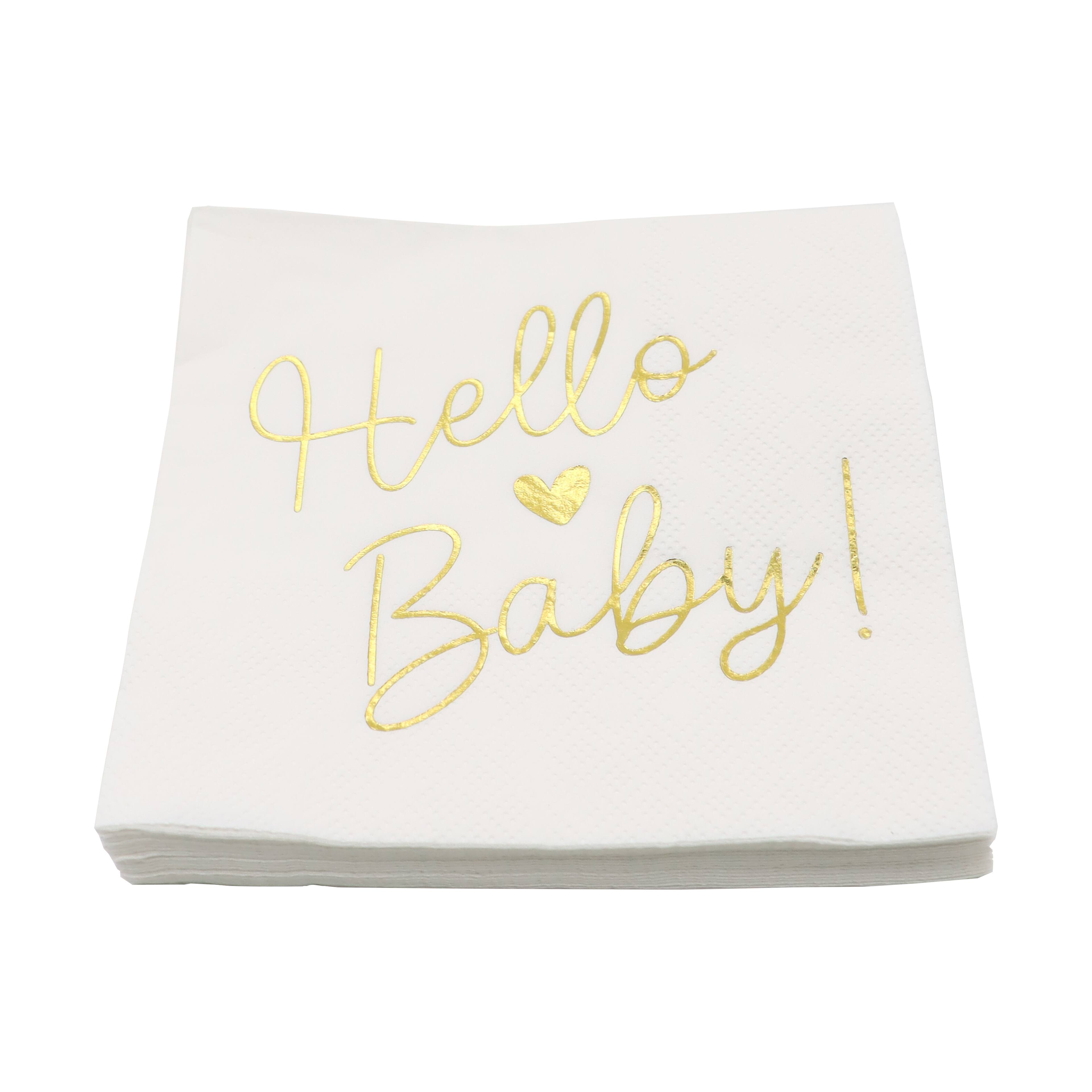 Gold Hello Baby Beverage Napkins, 20ct. by Celebrate It&#x2122;