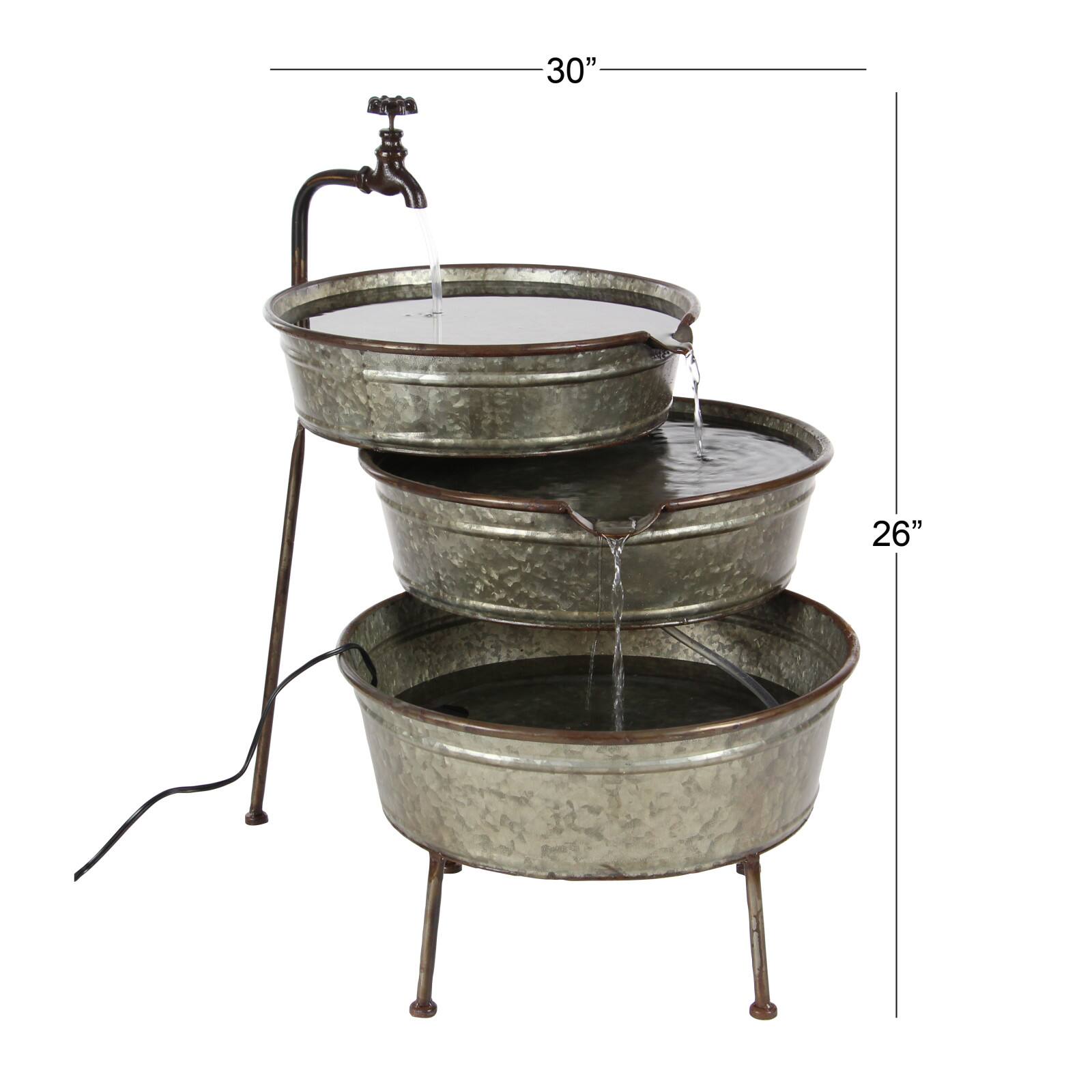 Grey Iron Farmhouse Fountain, 26&#x22; x 30&#x22; x 21&#x22;