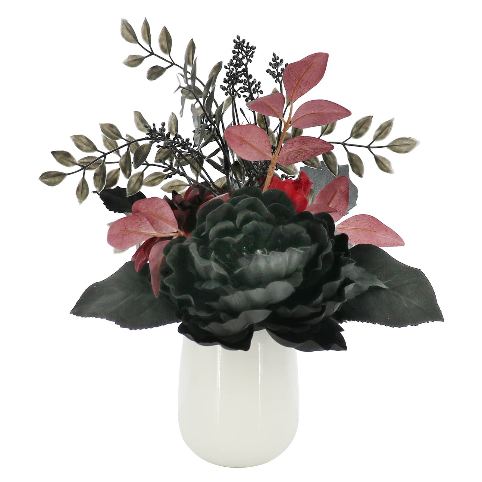 11&#x22; Pink &#x26; Black Mixed Rose Arrangement in Ceramic Container by Ashland&#xAE;