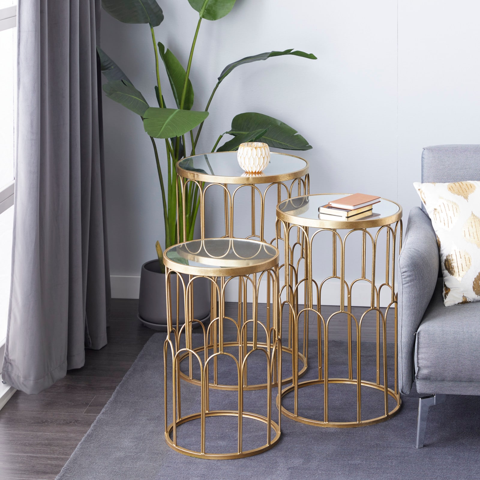 Gold Metal Glam Accent Table Set