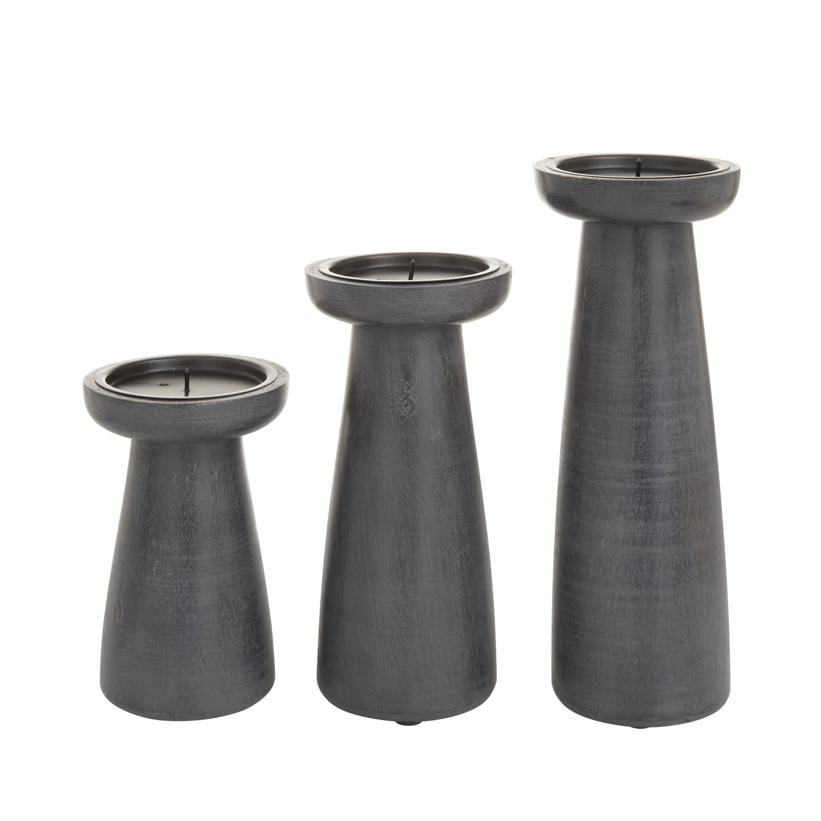 Black Wood Modern Candle holder 10&#x22;,8&#x22;,6&#x22;