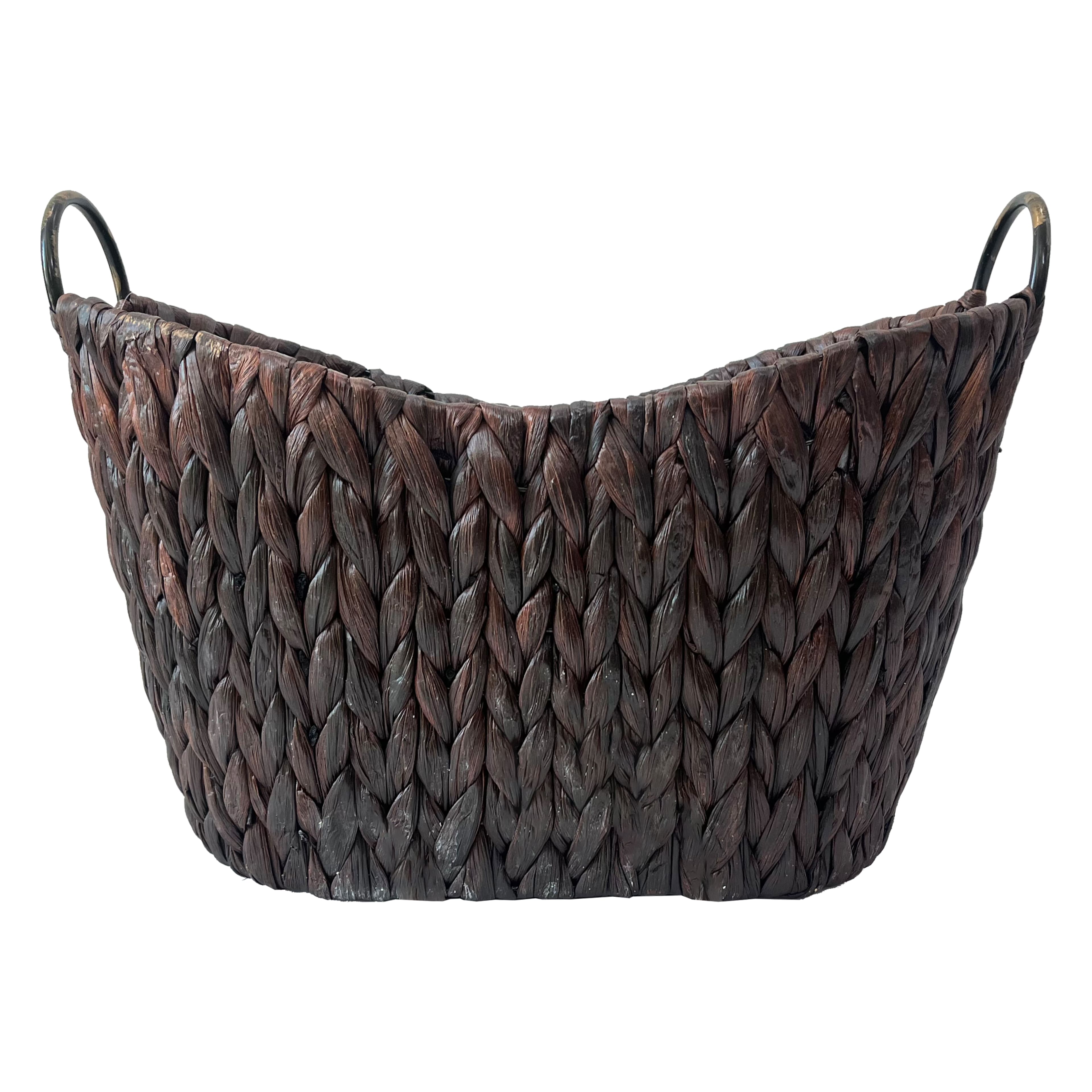 Large Espresso Woven Basket with Metal Handles by Ashland&#xAE;
