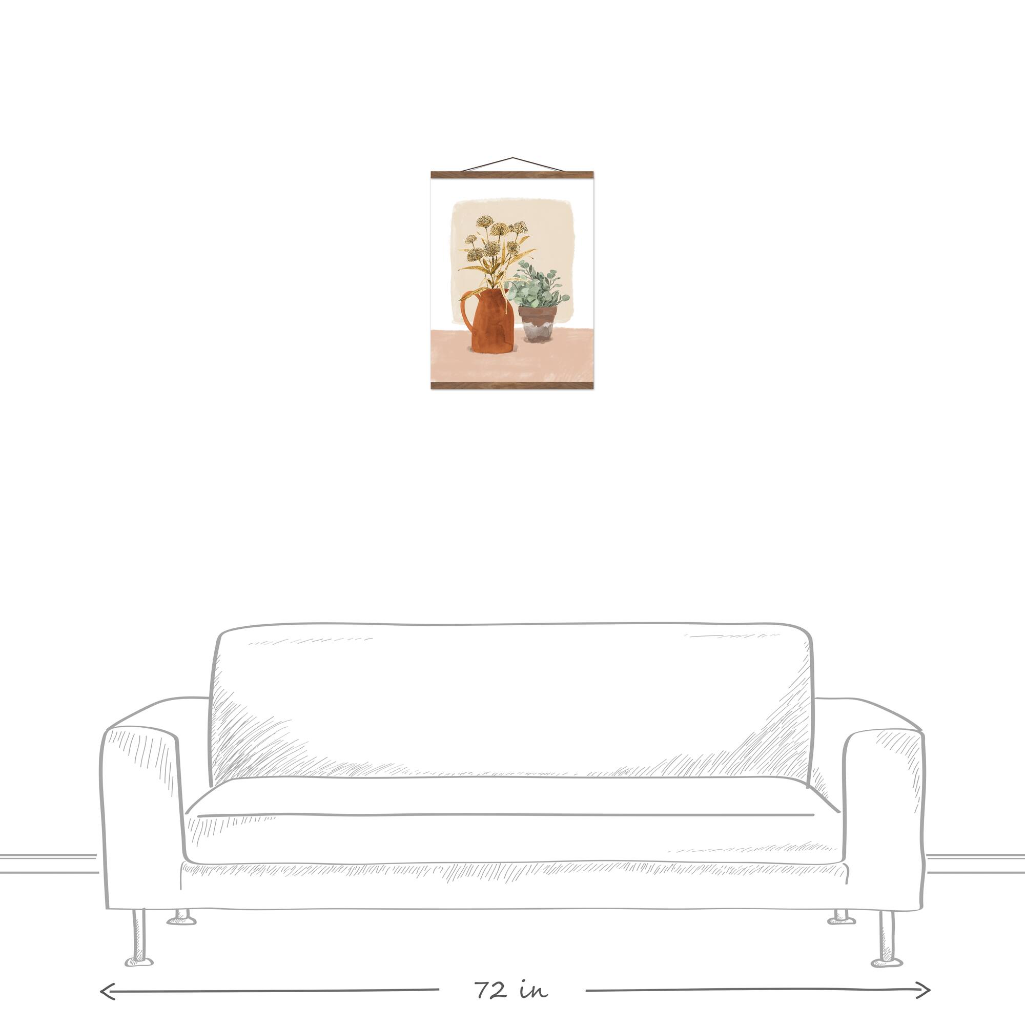 Warm Muted Plants Teak Hanging Canvas