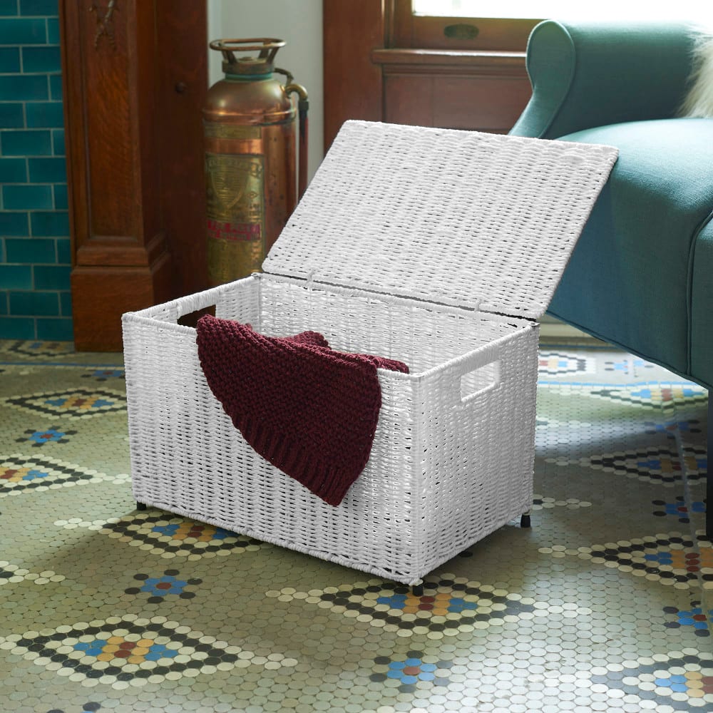 Household Essentials 19&#x22; White Woven Sturge Chest