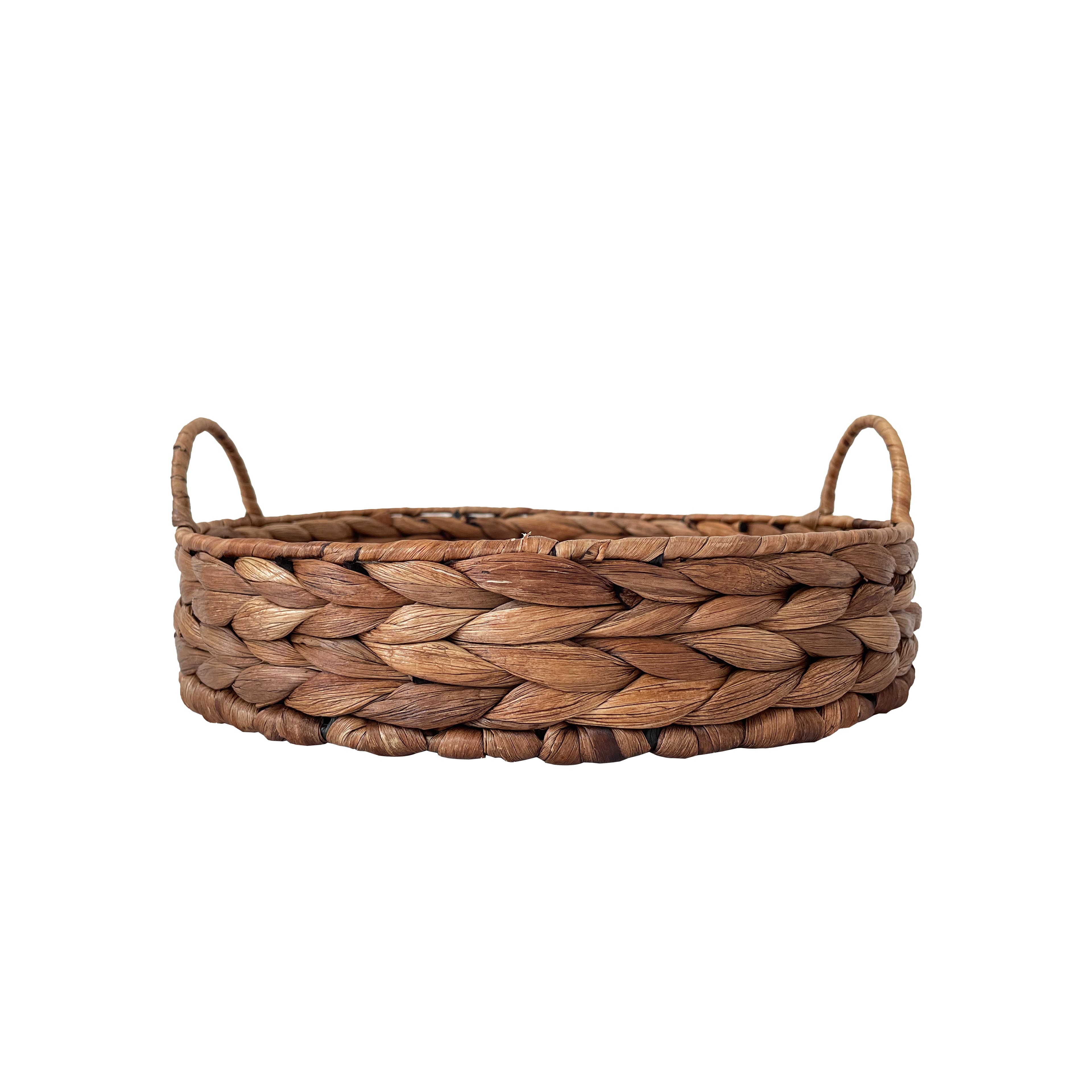 Natural Round Woven Water Hyacinth Decorative Tray by Ashland
