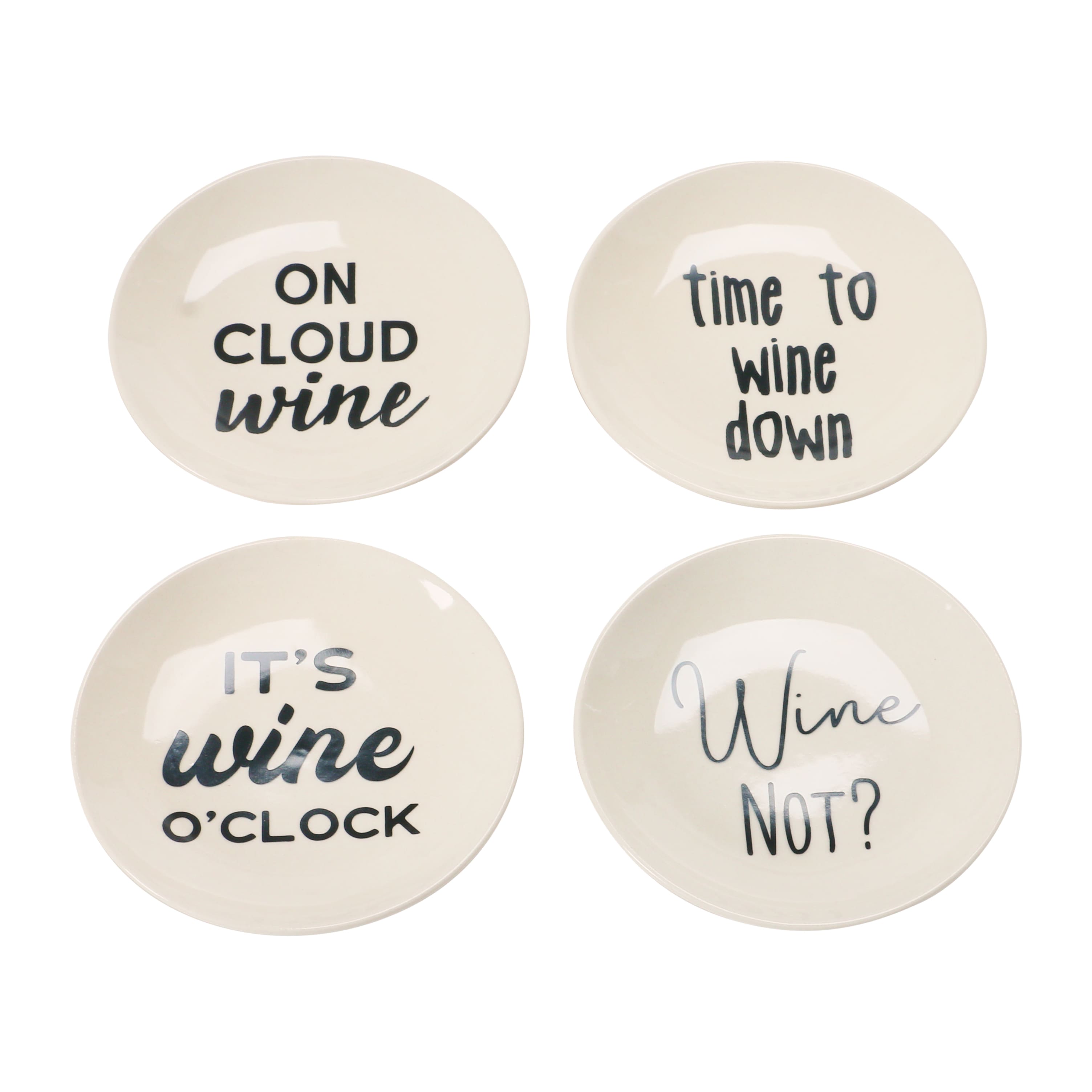 Hello Honey® 5" Wine Saying Stoneware Dishes, 4ct.