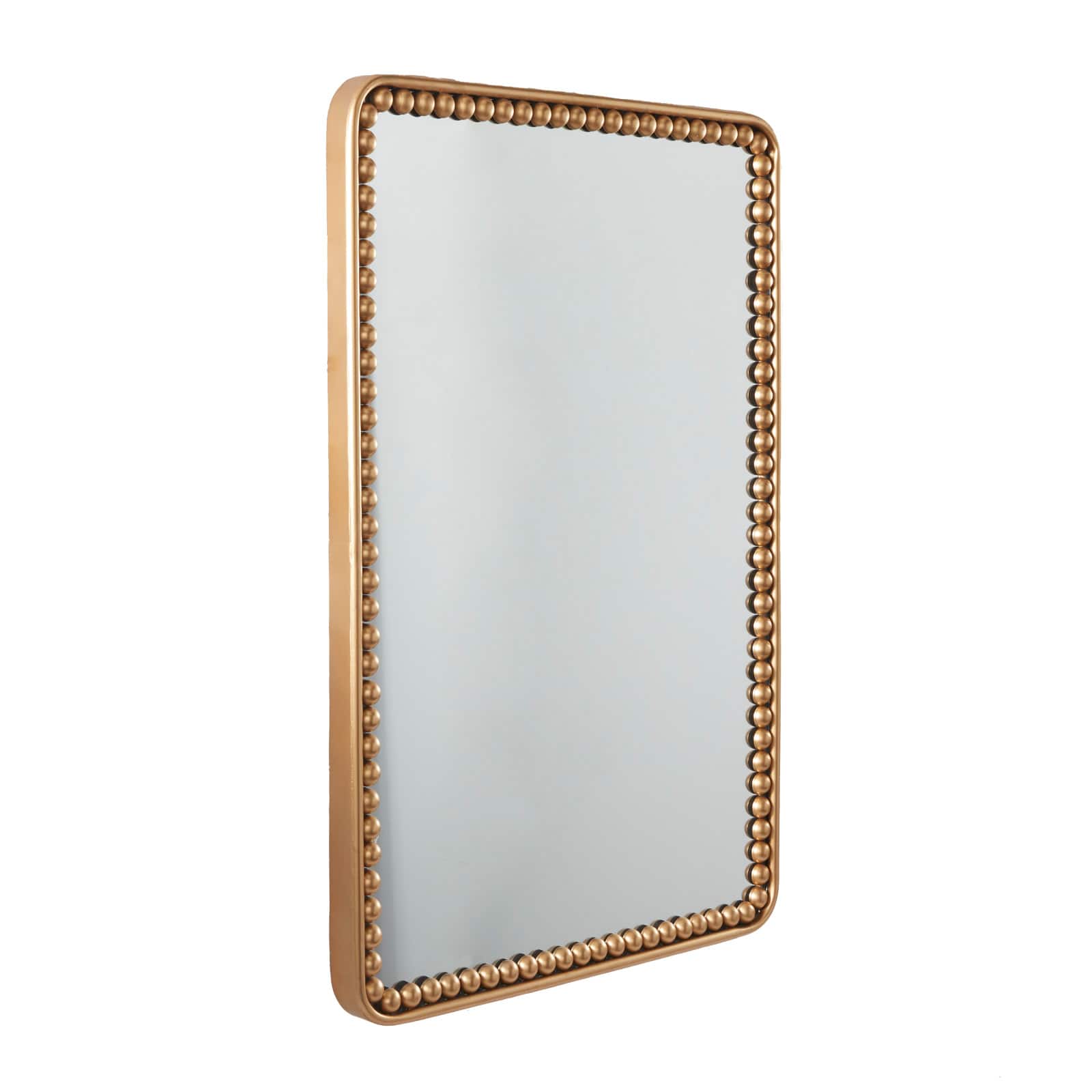 Gold Metal Wall Mirror with Beaded Detailing 24&#x22; x 2&#x22; x 36&#x22;