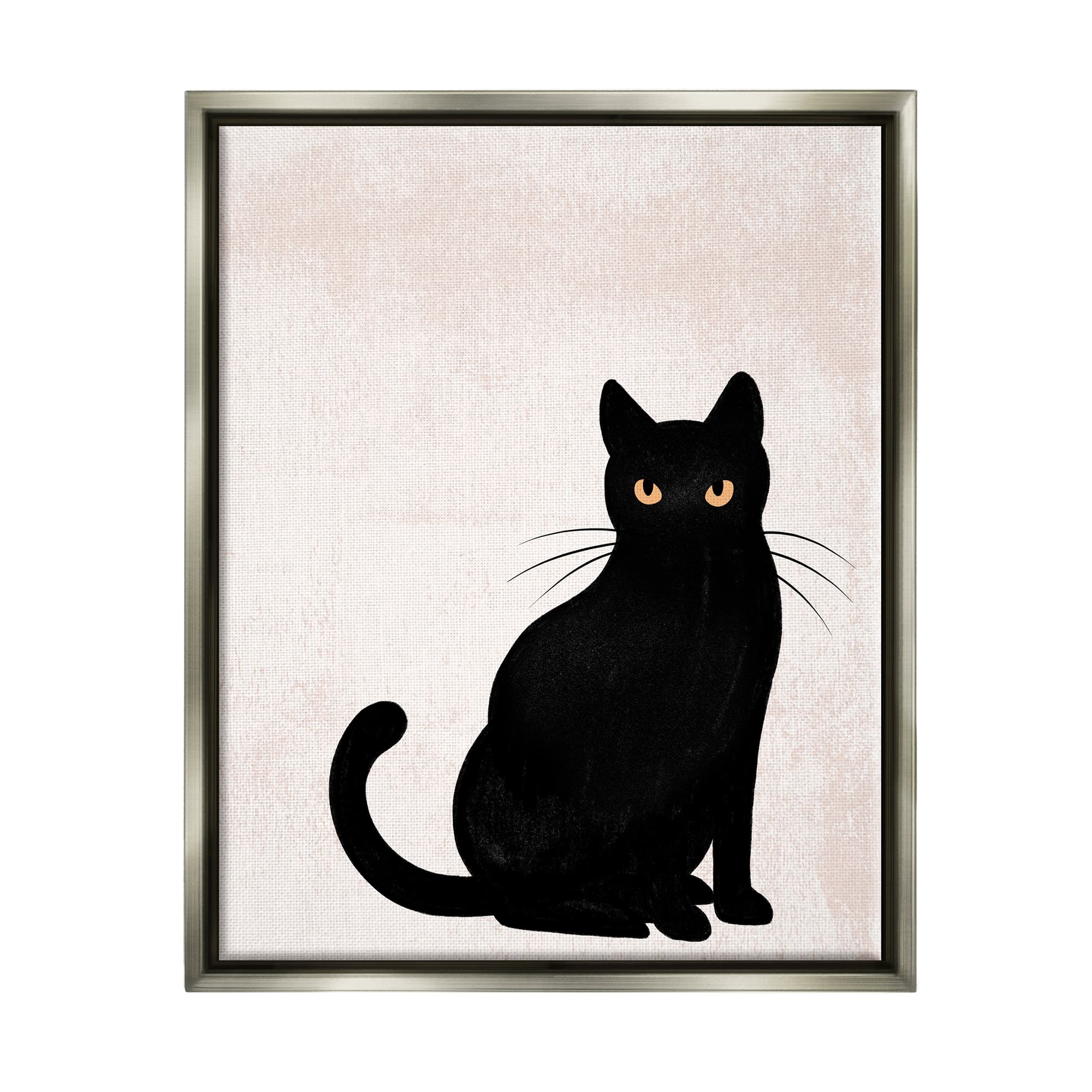 Stupell Industries Halloween Black Cat Silhouette Framed Floater Canvas Wall Art