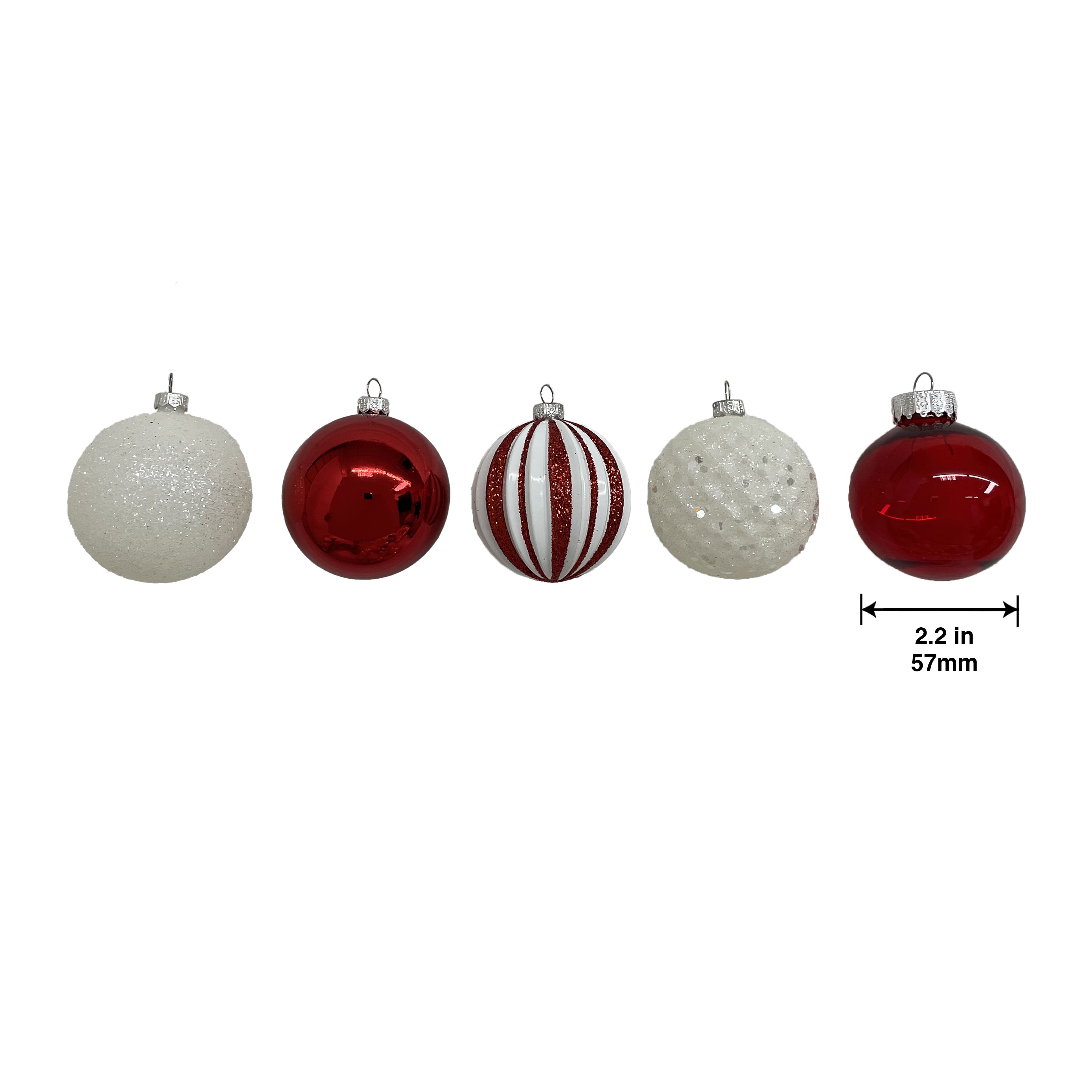 Assorted 50 Pack 2.25&#x22; Red &#x26; White Shatterproof Ball Ornament Mix by Ashland&#xAE;