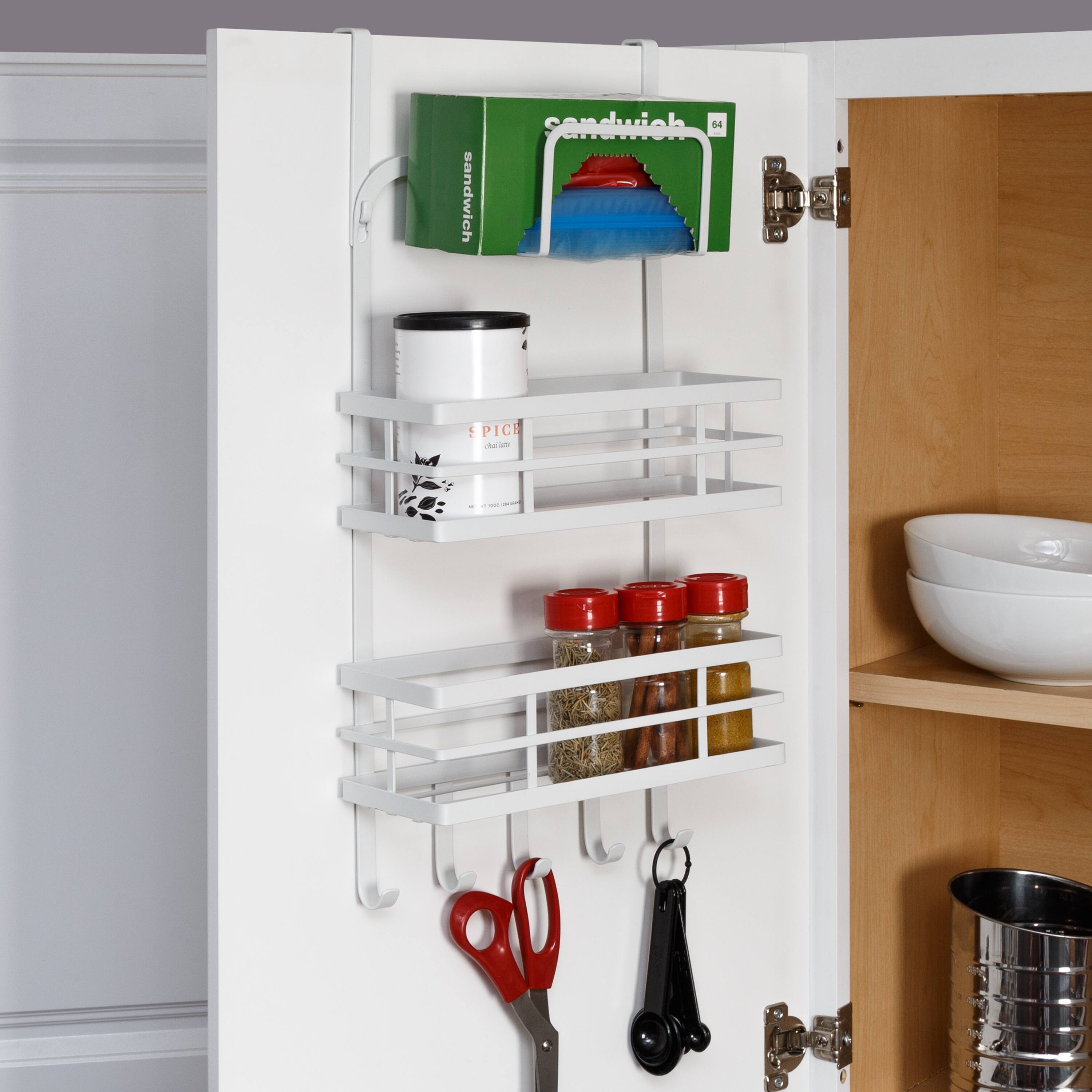 Honey Can Do White Over Cabinet Door Organizer with Hooks